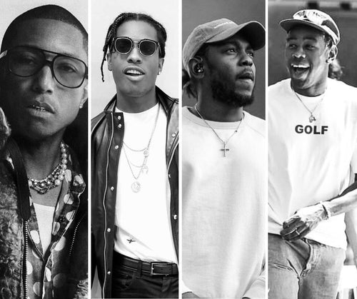 Stacked Gold Chain Looks Inspired by Hip-Hop Icons Pharrel, Asap Rocky, Kendrick Lamar & Tyler The Creator