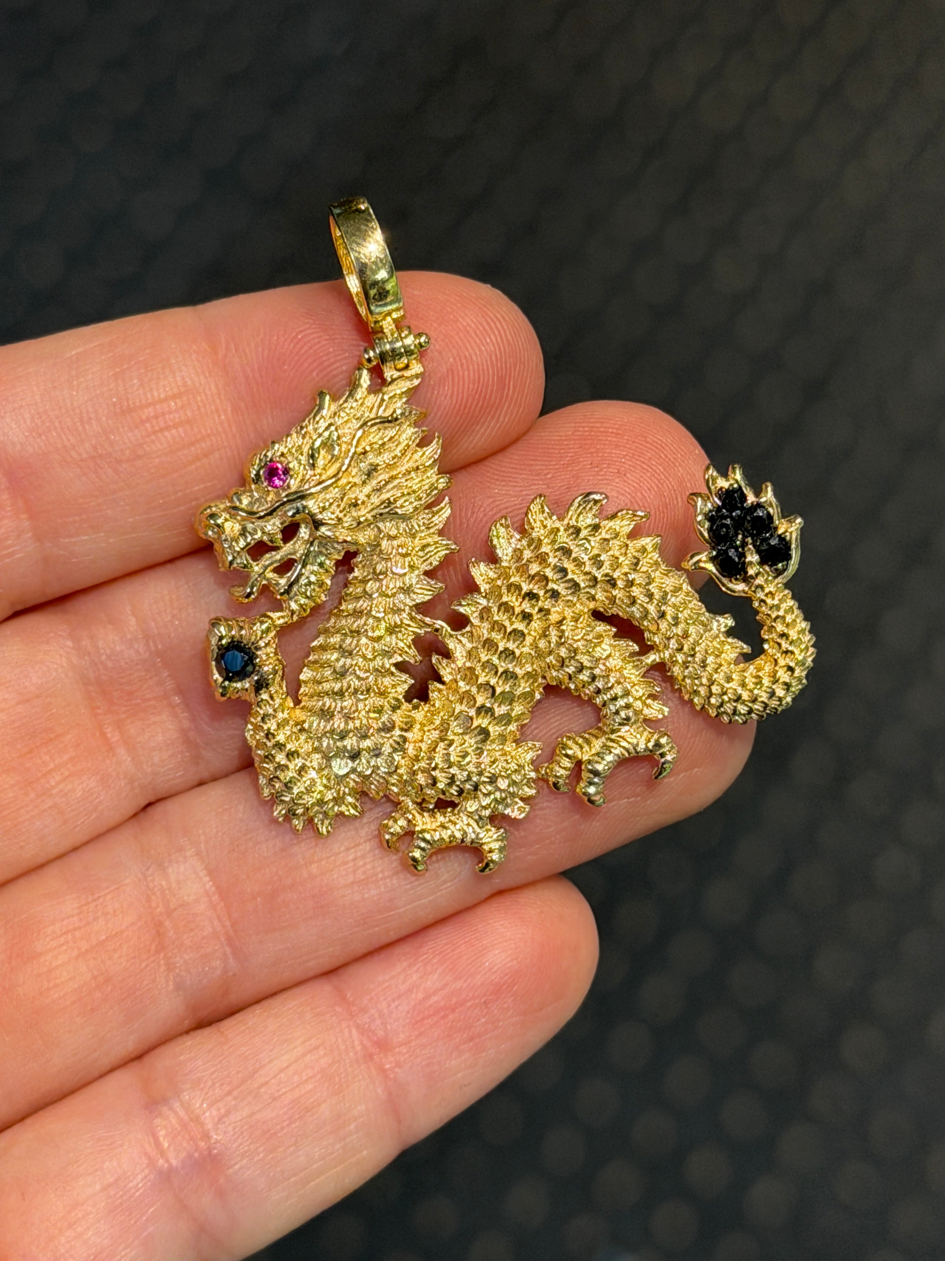 14K Gold Chinese Dragon Pendant
