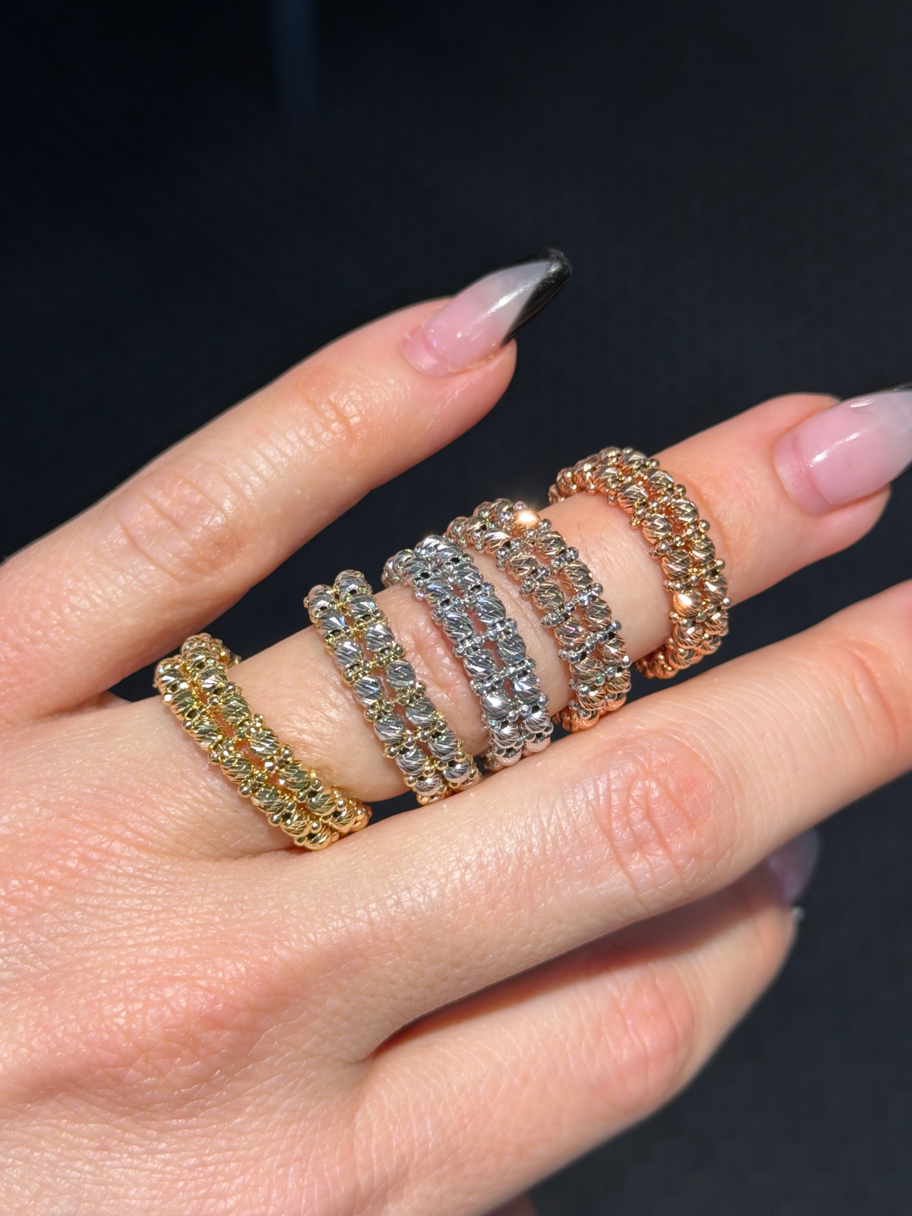 2-Row Moonbead Ring - Saints Gold Co.