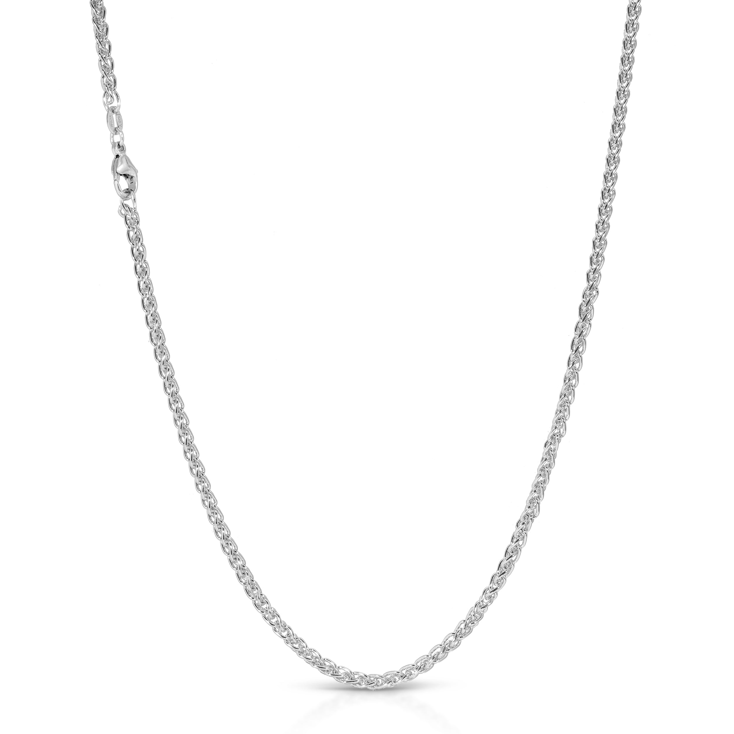 platinum chain necklace on a white background