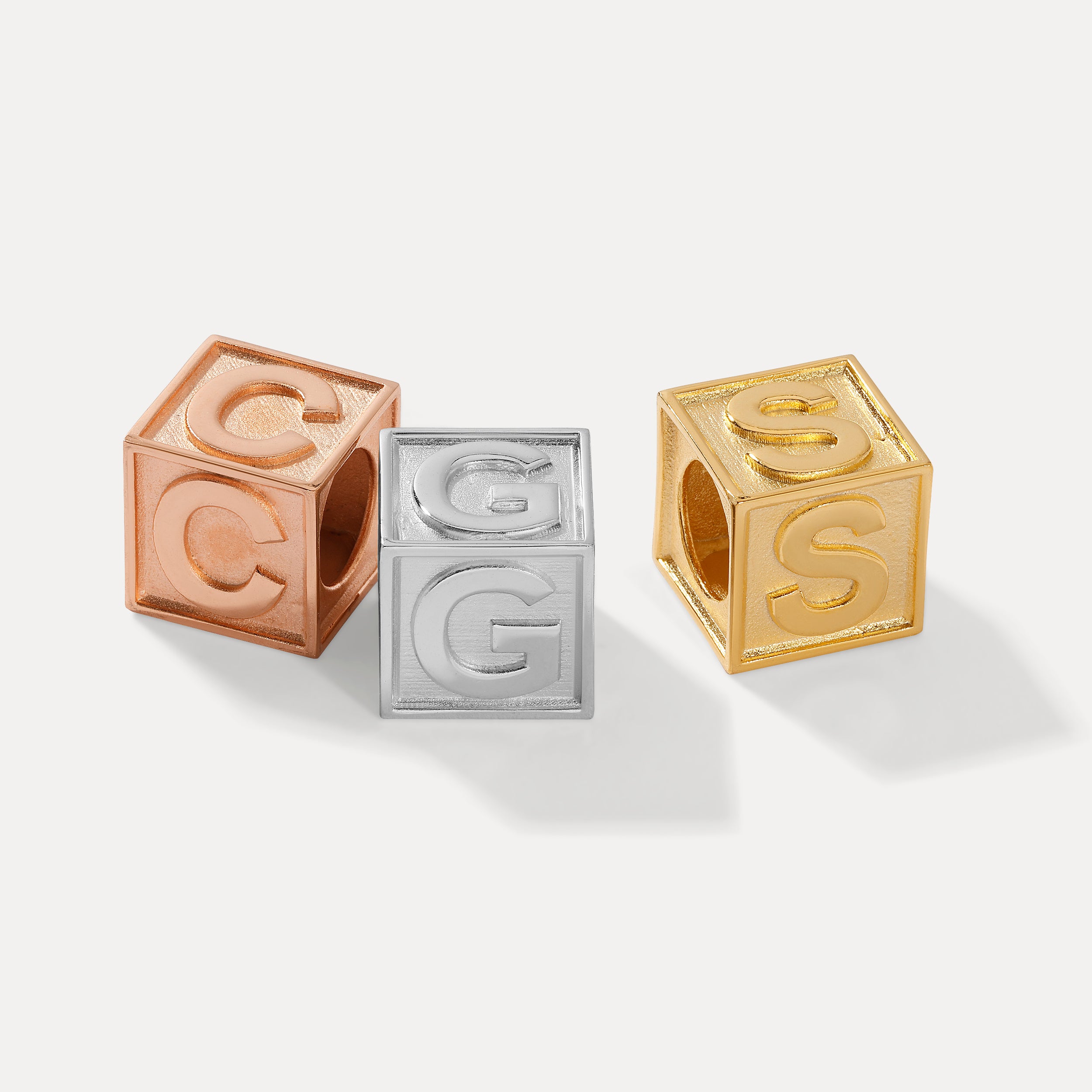 Solid Gold Initial Cube Pendant - Saints Gold Co.