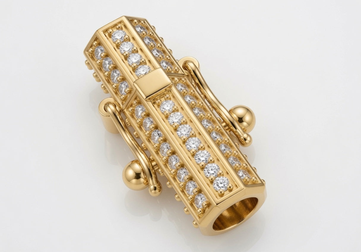 Natural Diamond Vial Barrel Lock - Saints Gold Co.