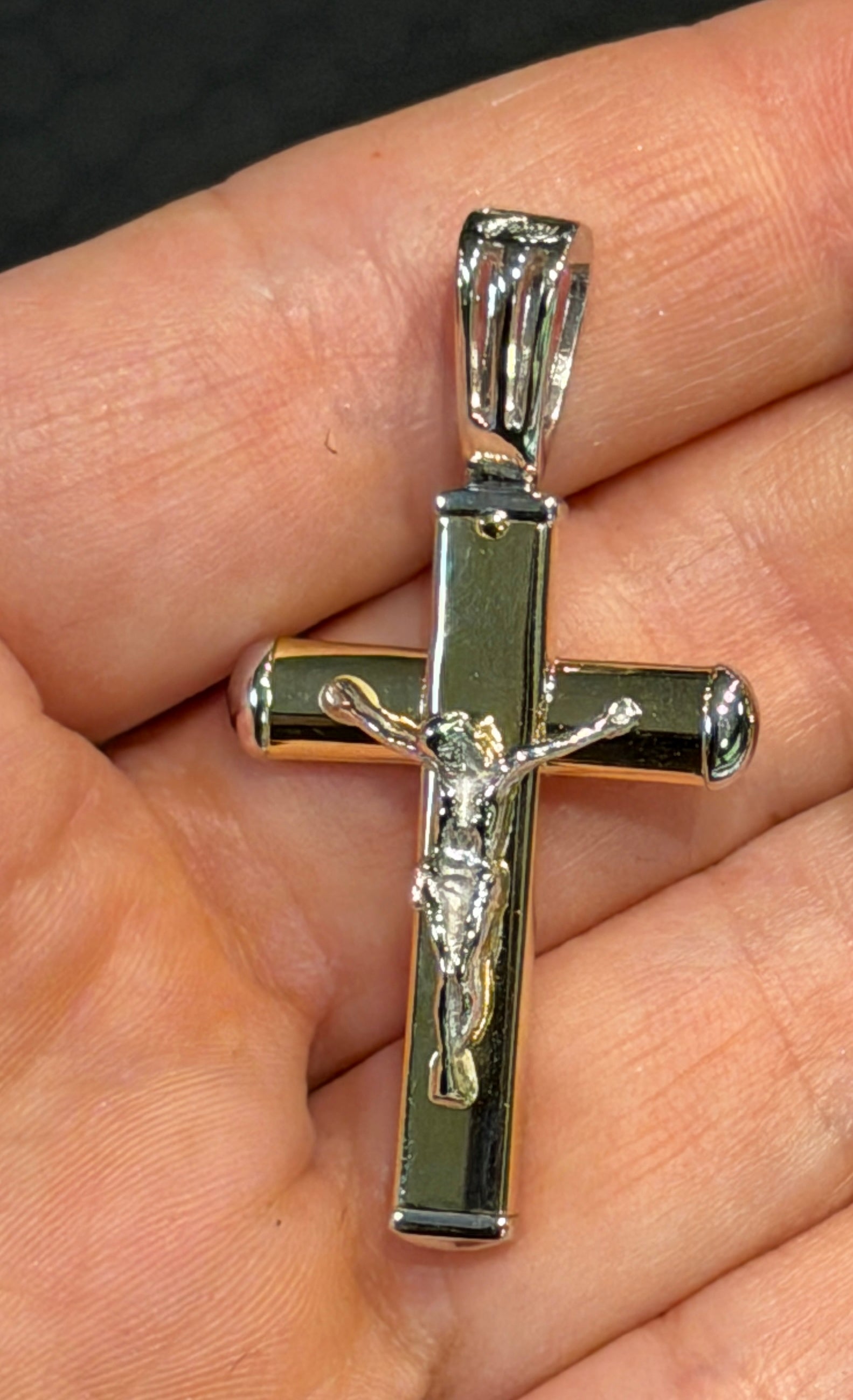 Rounded 14K Gold Hollow Crucifix - Saints Gold Co.