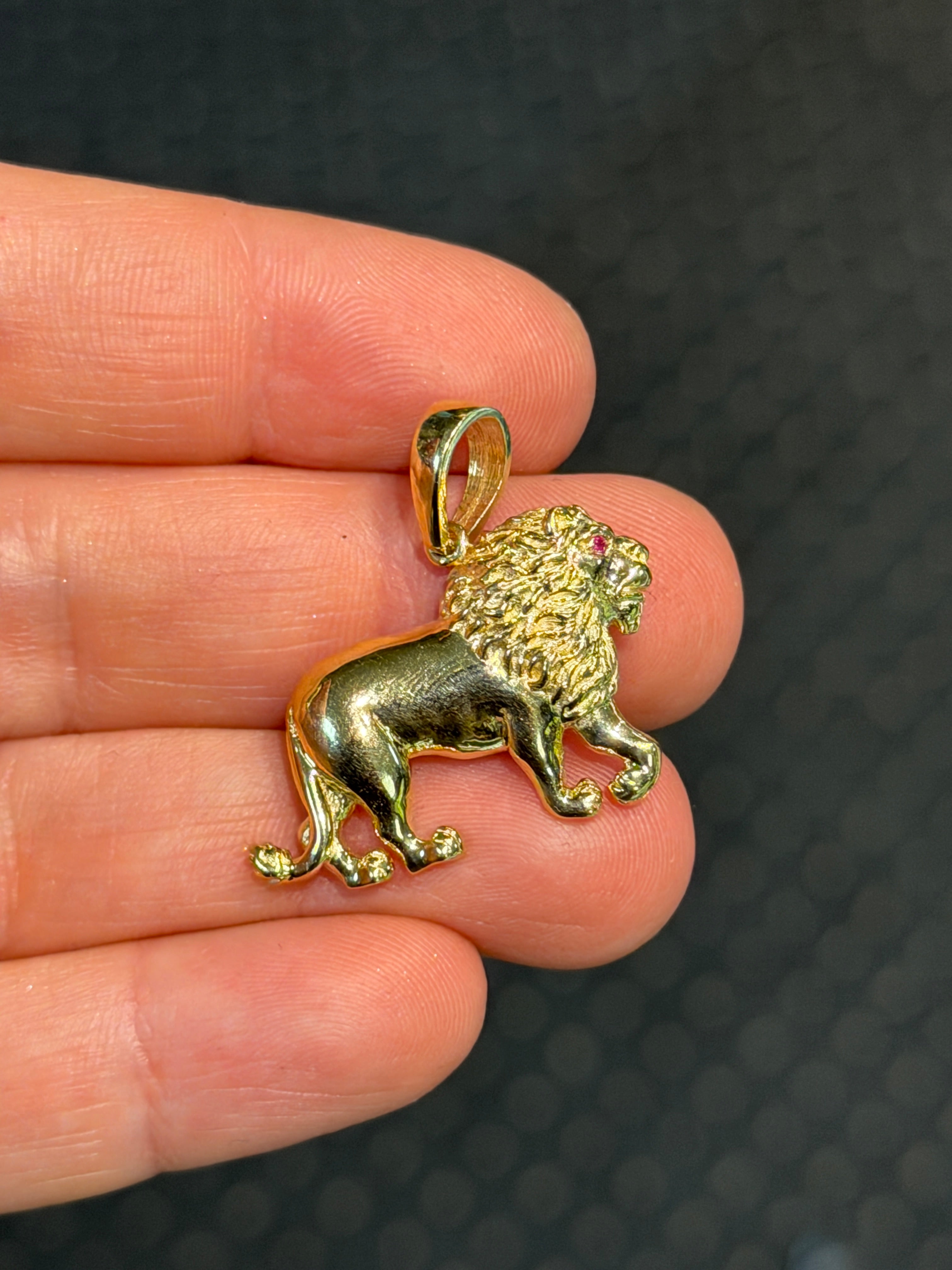 14K Gold Lion Pendant
