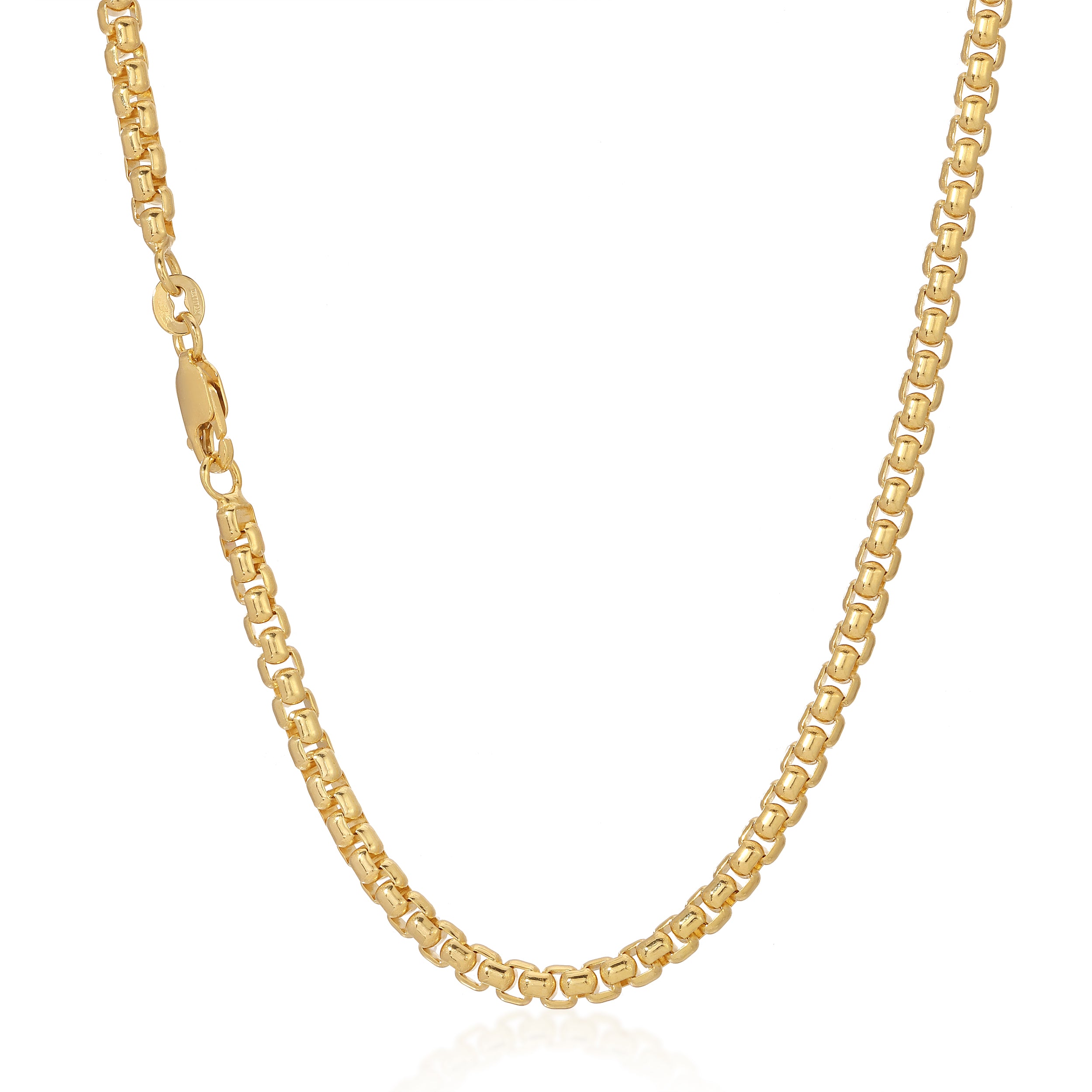 14K 3.5MM Rounded Box Chain (Solid Gold) - Saints Gold Co.