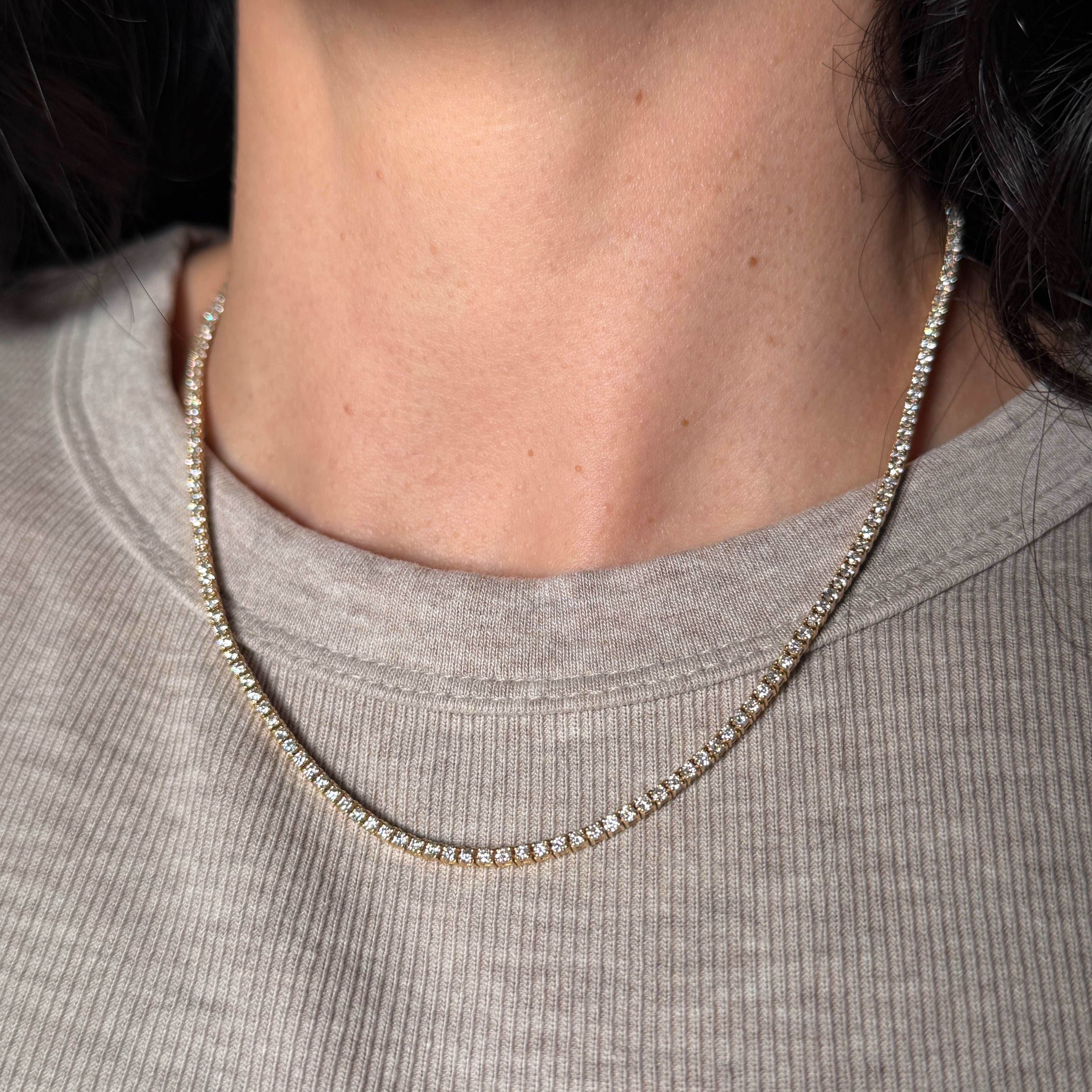 2MM VS Natural Diamond Tennis Chain 16" 5.8 Ct (final sale)