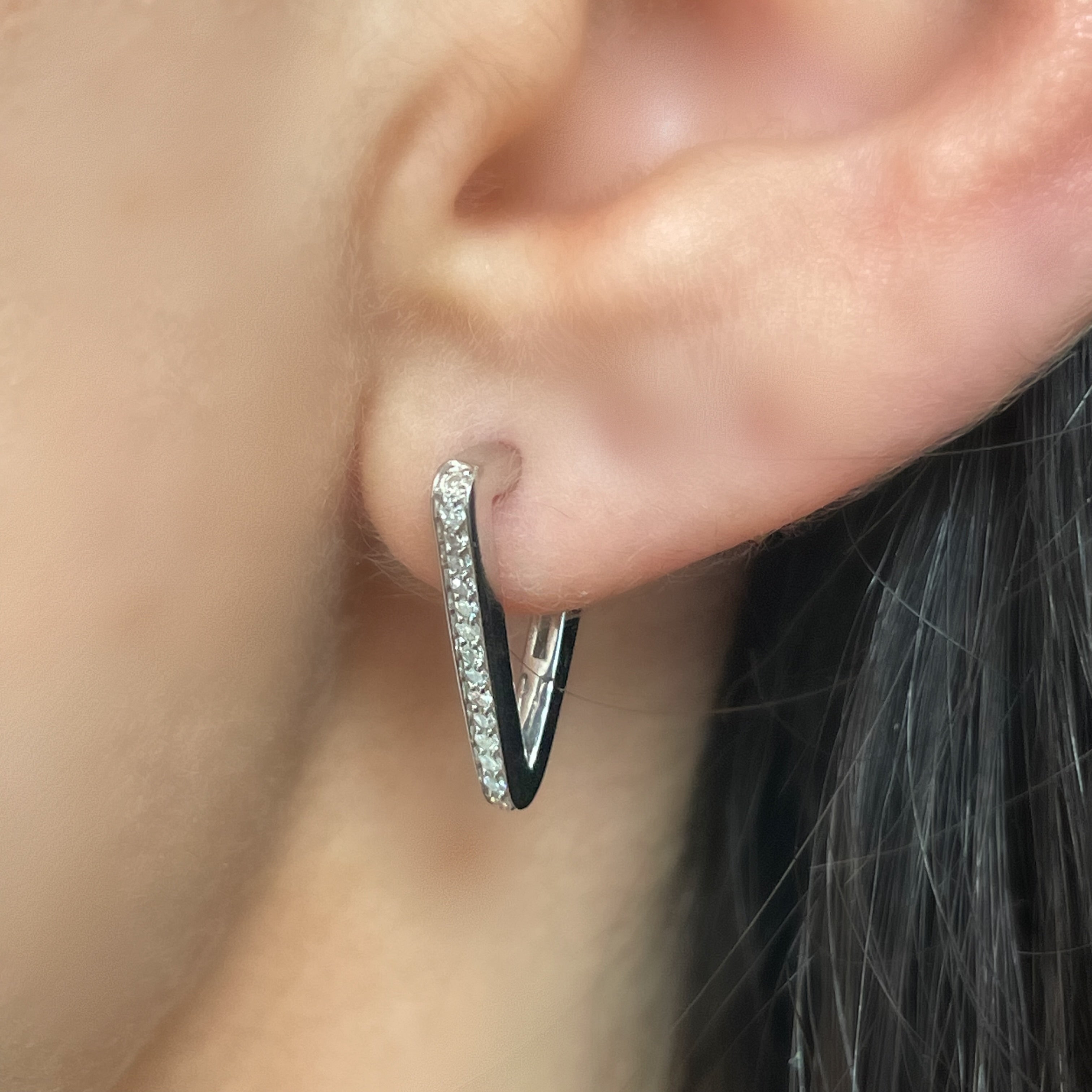 Triangle Huggies Natural Diamonds Solid Gold