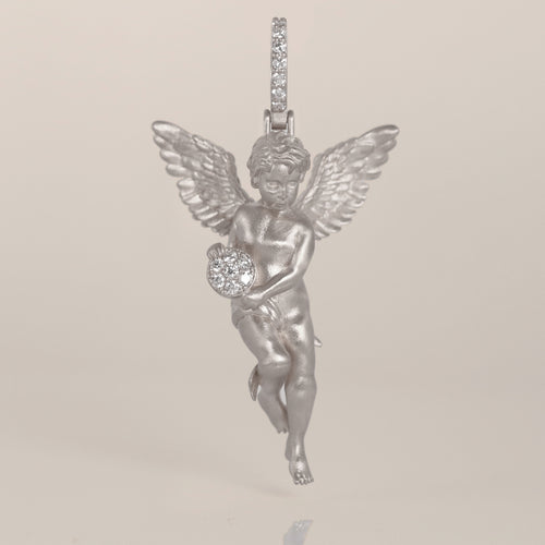 Small 3D Diamond Angel Pendant