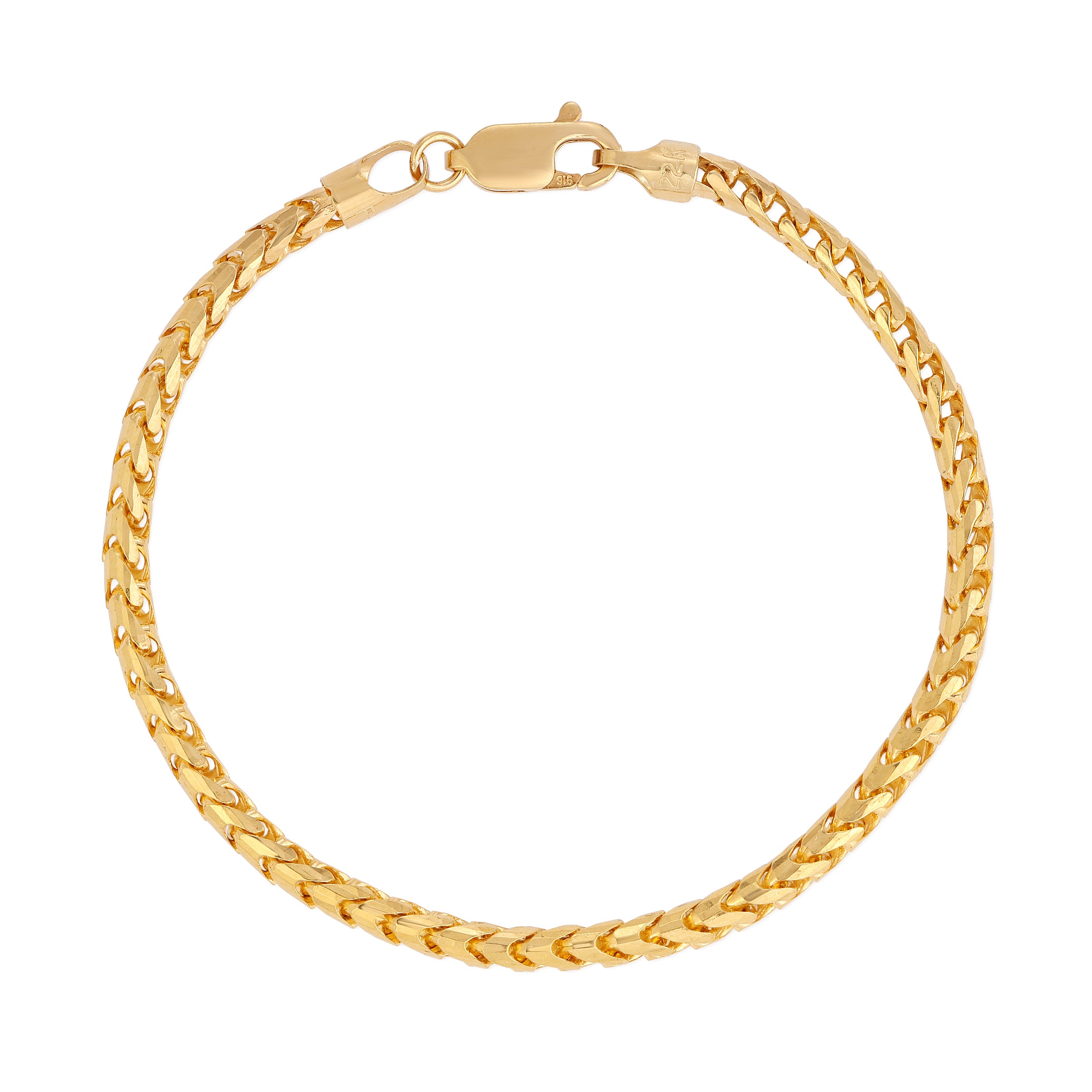 3mm 22kt 22k solid gold franco diamond cut bracelet saints gold co