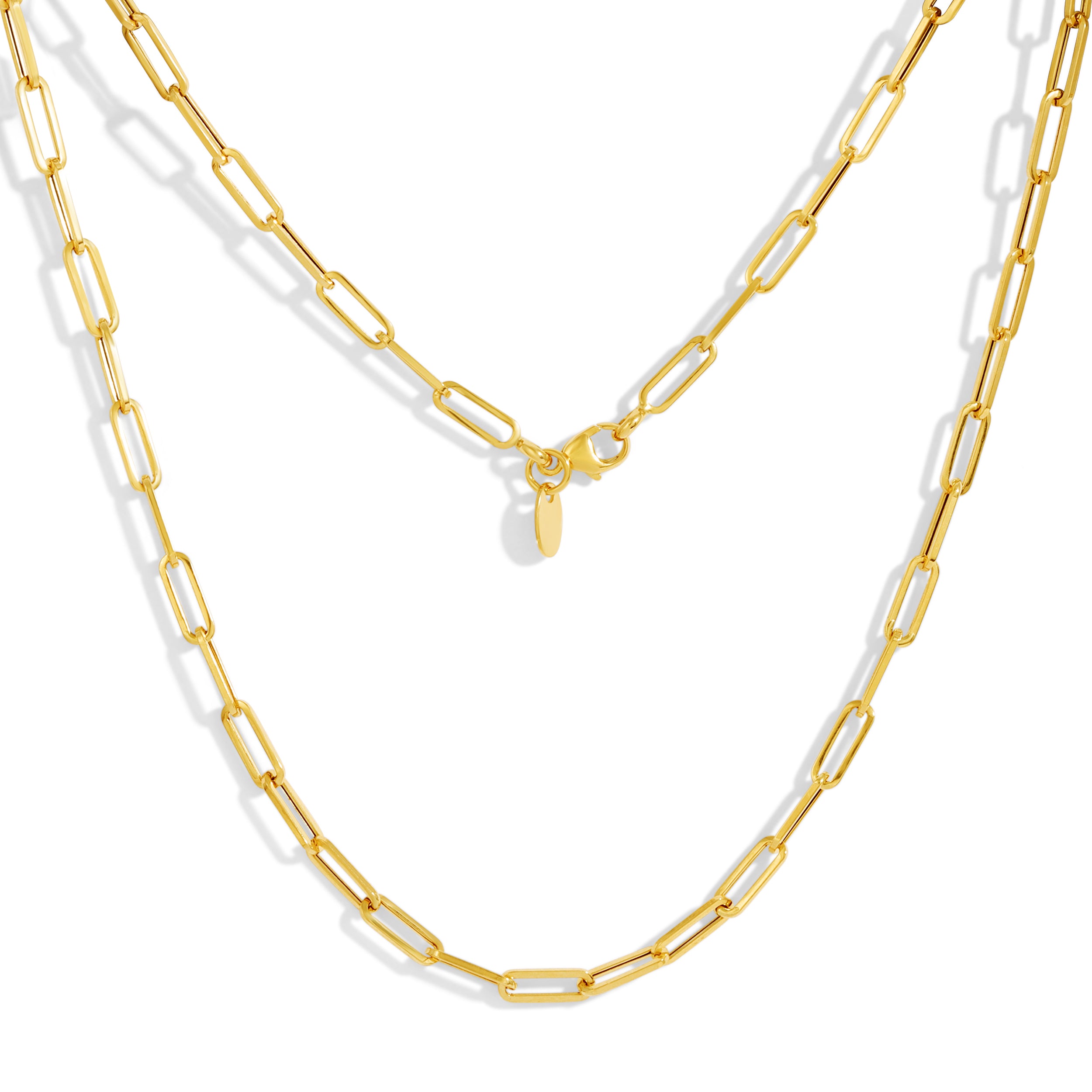 Solid gold paperclip chain necklace hotsell