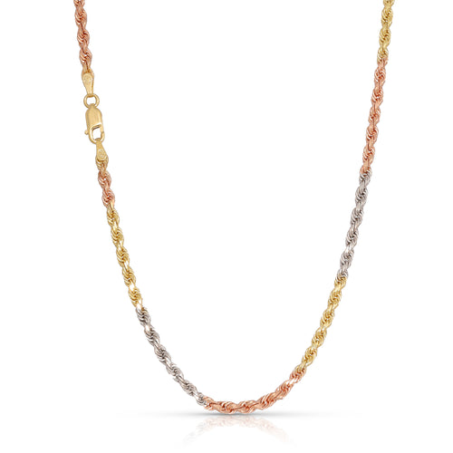 3.0MM Tri Color Rope Chain (Diamond Cut) - Saints Gold Co.