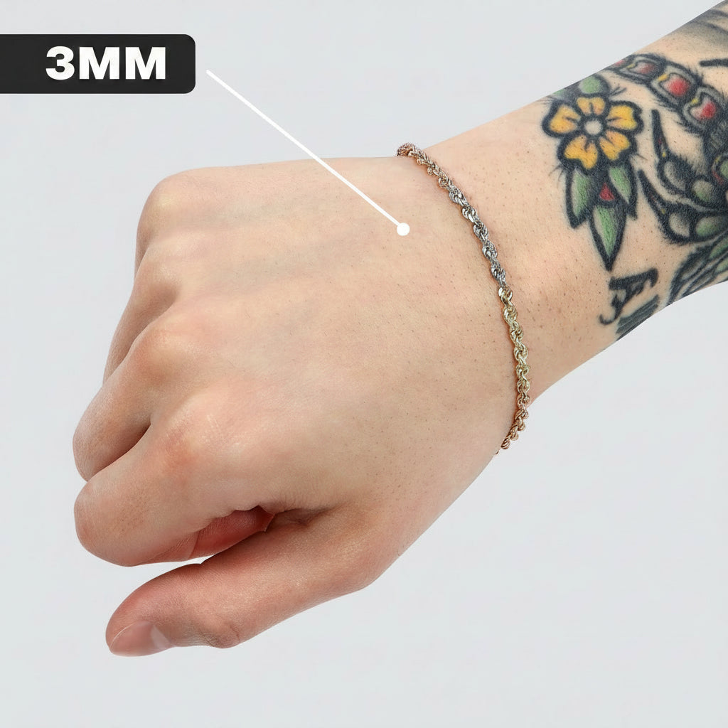 3.0MM Rope Bracelet (Tri Color) - Saints Gold Co.