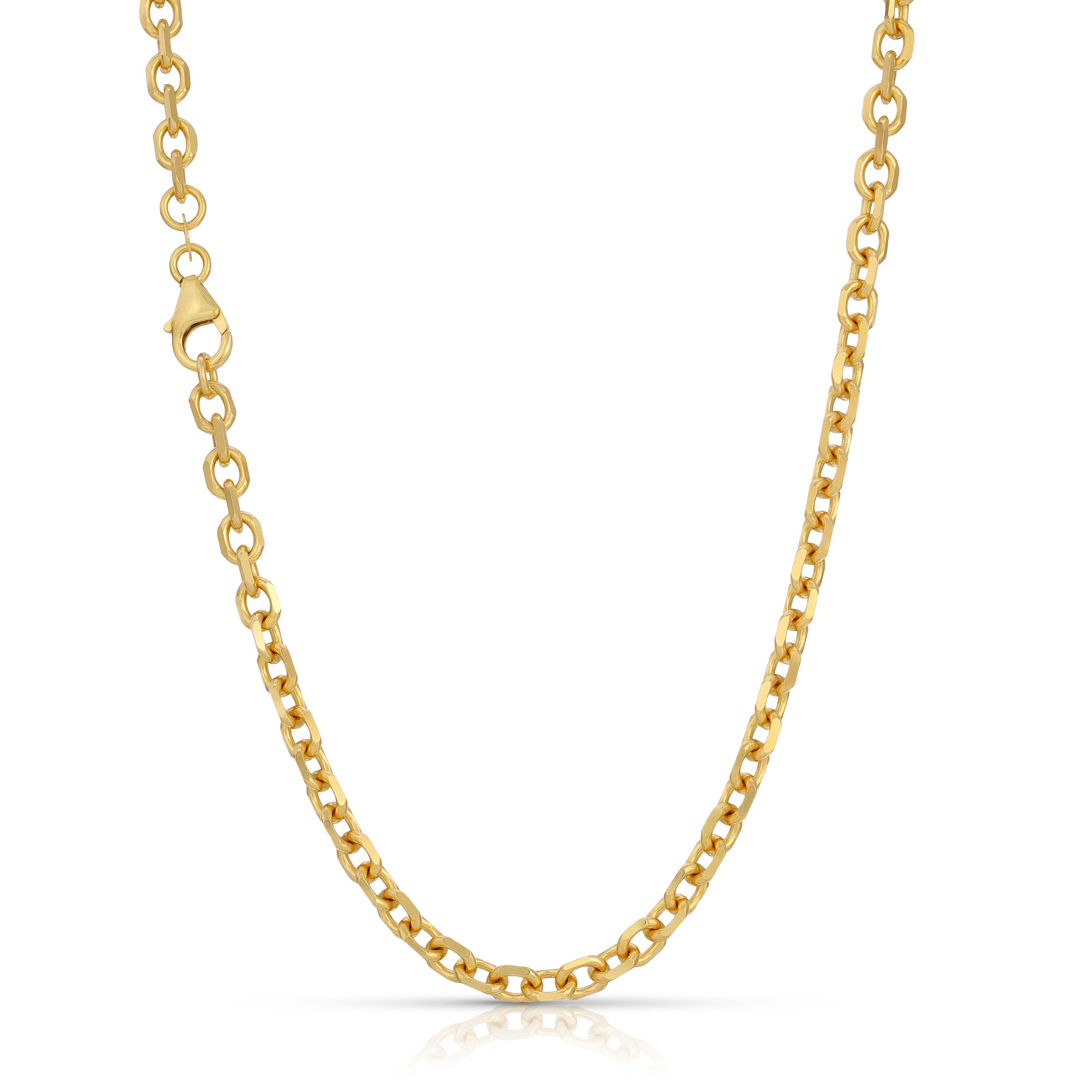18K Knife Edge Rolo Chain (Solid Gold) - Saints Gold Co.