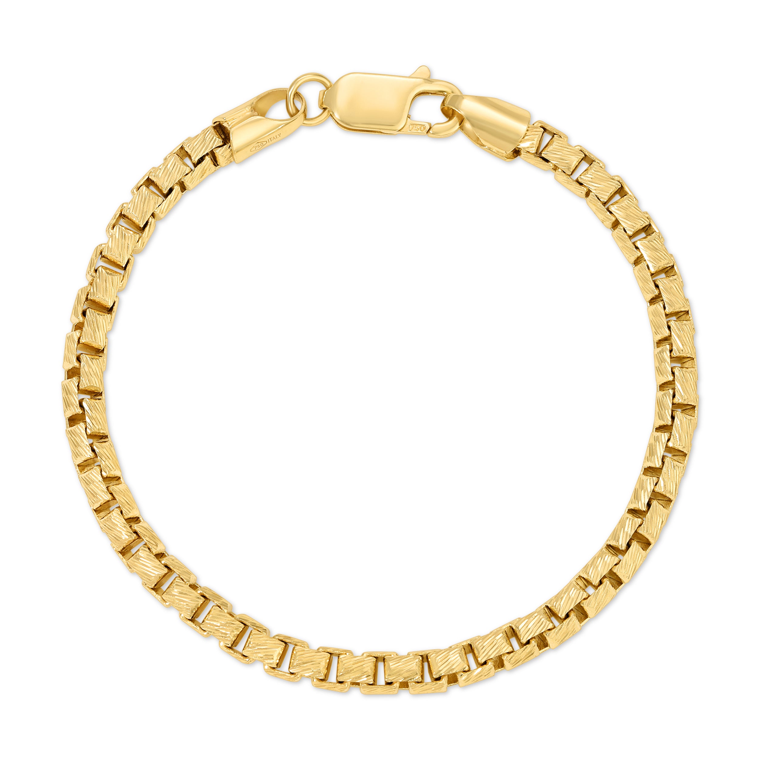14K Rounded Box Diamond Cut Bracelets - Saints Gold Co.
