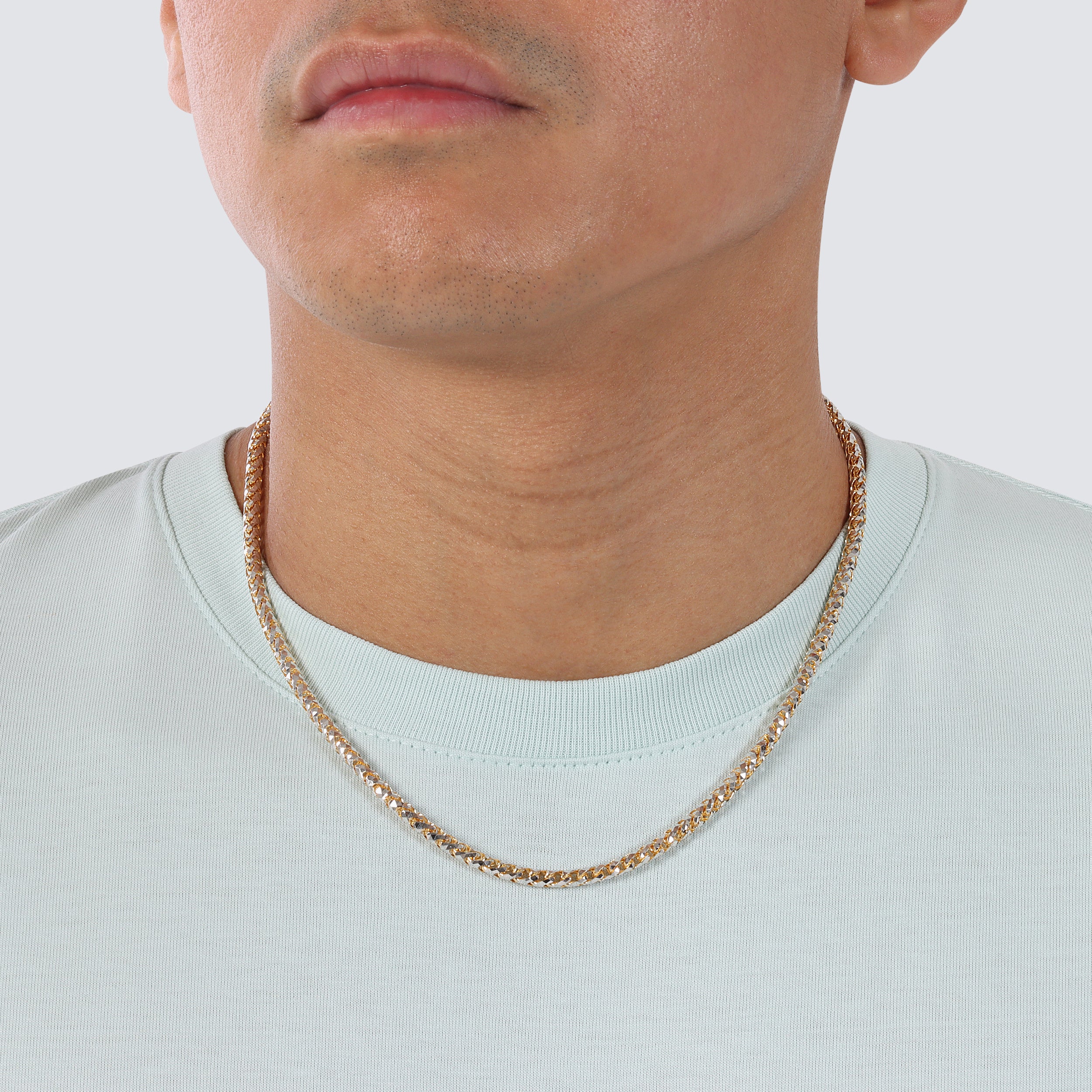 3.0MM Saint Franco Chain Two-Tone (Prism Cut) - Saints Gold Co.