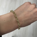 6.0MM Twisted Oval Rolo Link Bracelet Solid 14K Gold