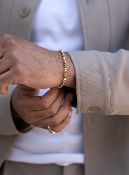 5.0MM Saint Franco Bracelet Two-Tone (Prism Cut) - Saints Gold Co.