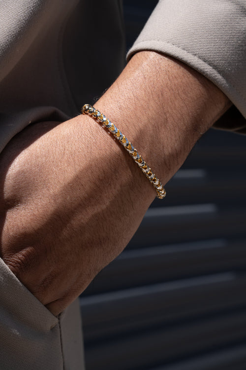 5.0MM Saint Franco Bracelet Two-Tone (Prism Cut) - Saints Gold Co.