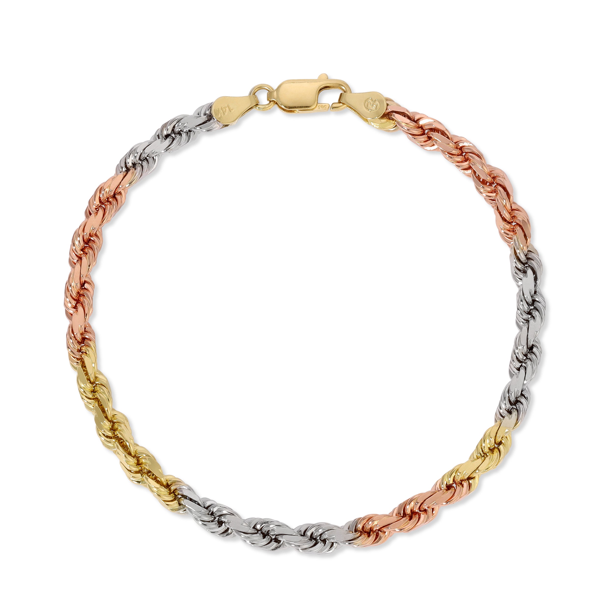 5.0MM Rope Bracelet (Tri Color) - Saints Gold Co.