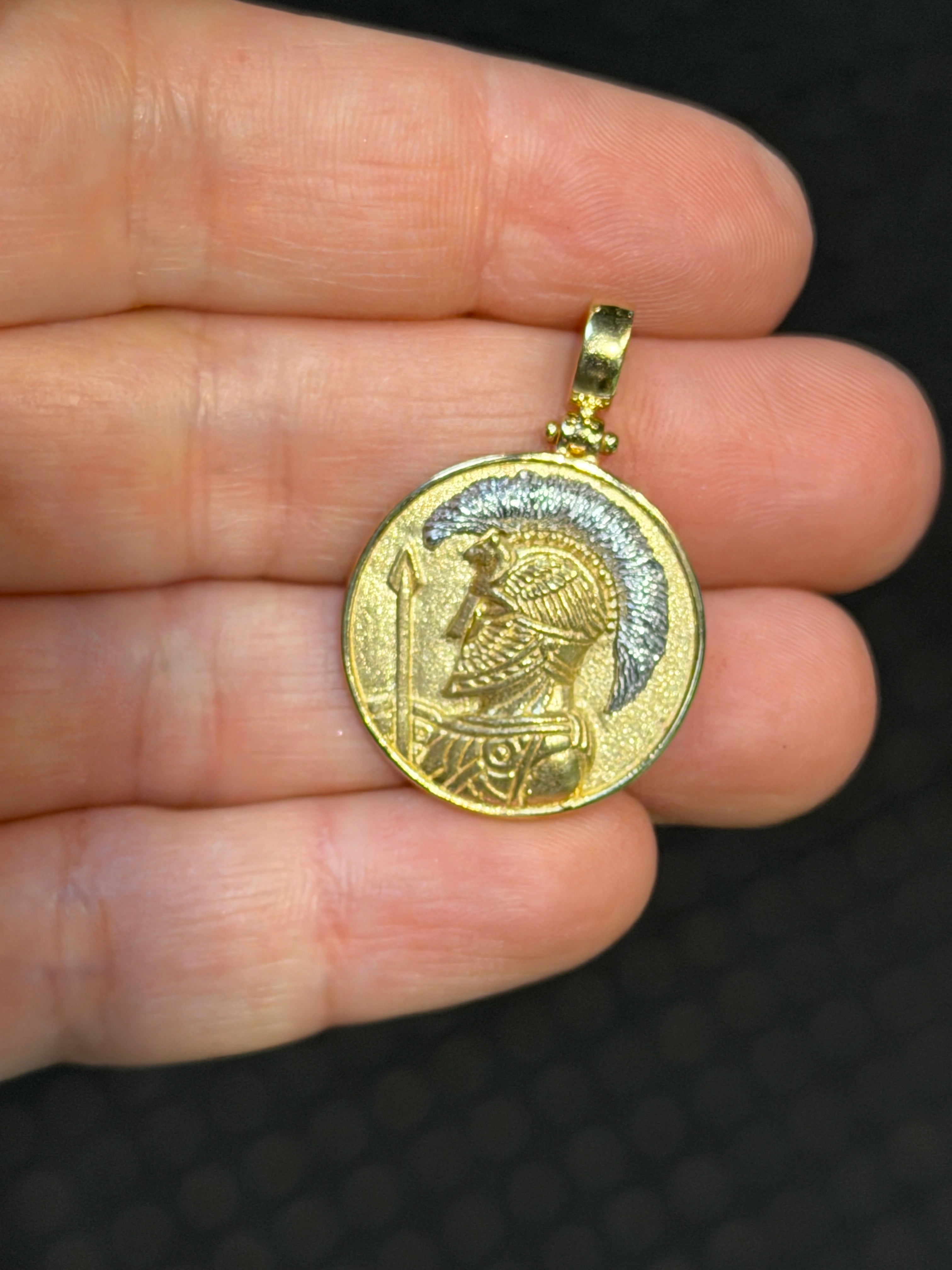 21mm Gladiator Portrait Pendant 14K Gold