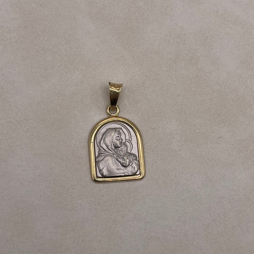 Two-tone Religious Pendant 14K