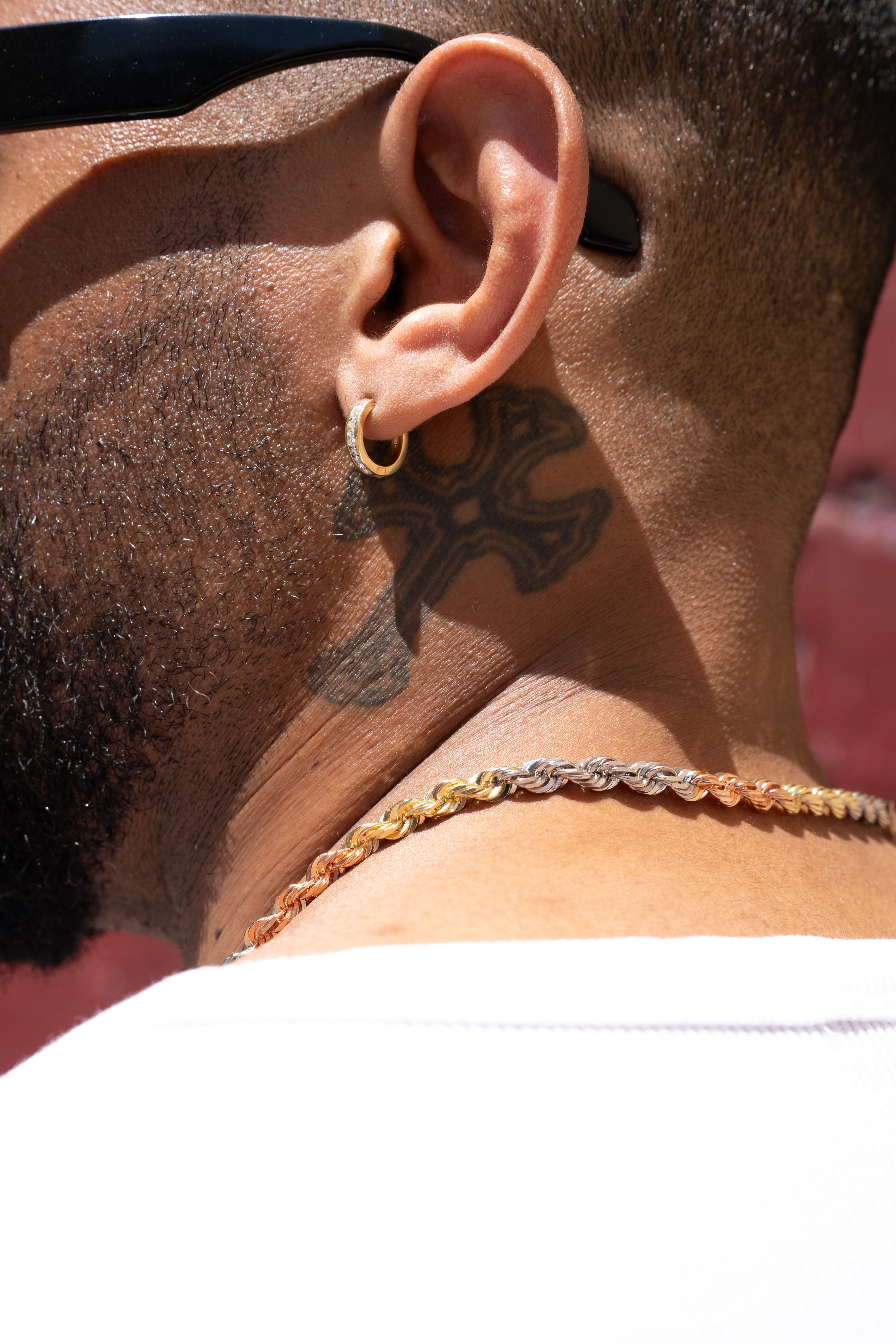 Mens Natural Round Diamonds Channel Set Hoops - Saints Gold Co.