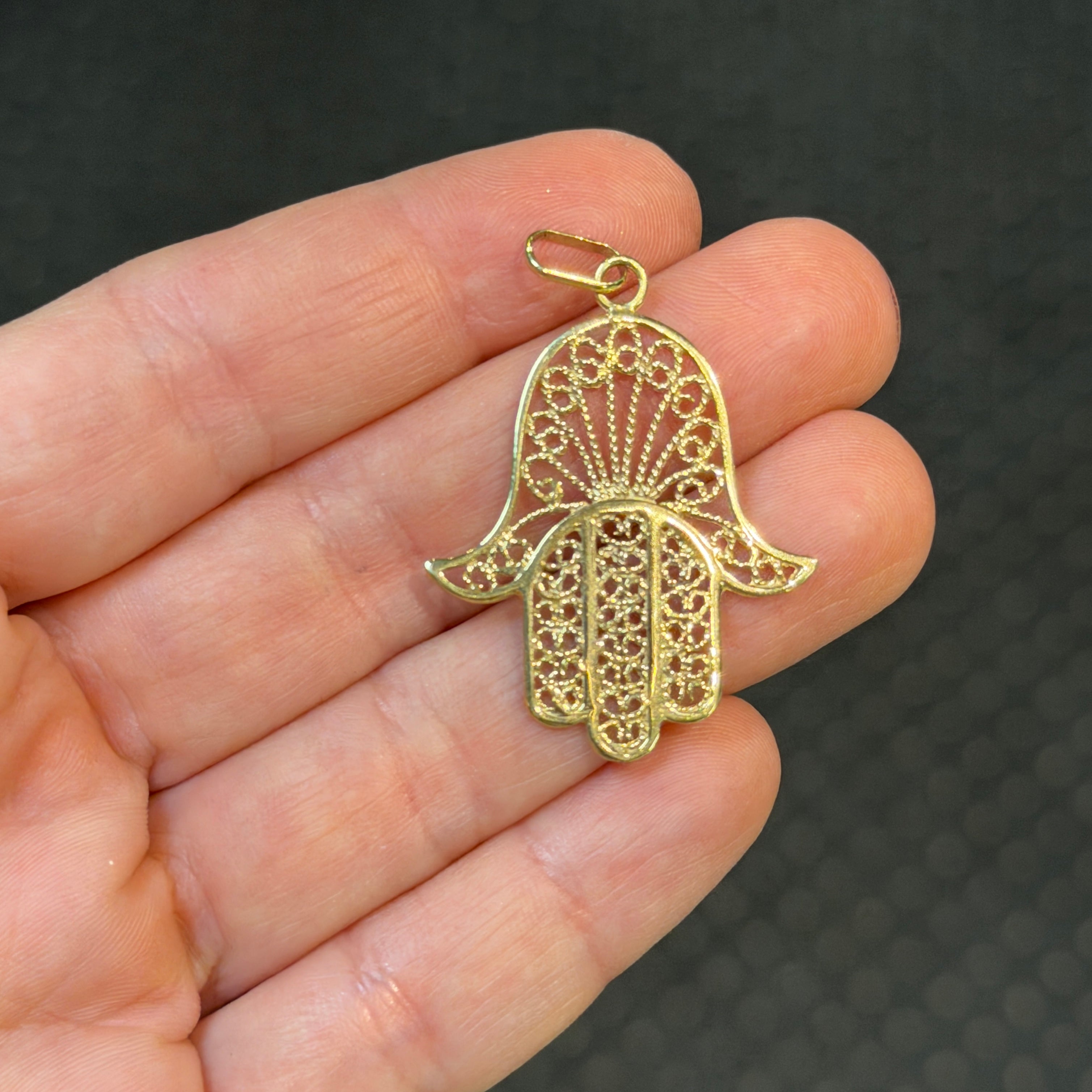 42mm Hamsa 14K Gold Pendant