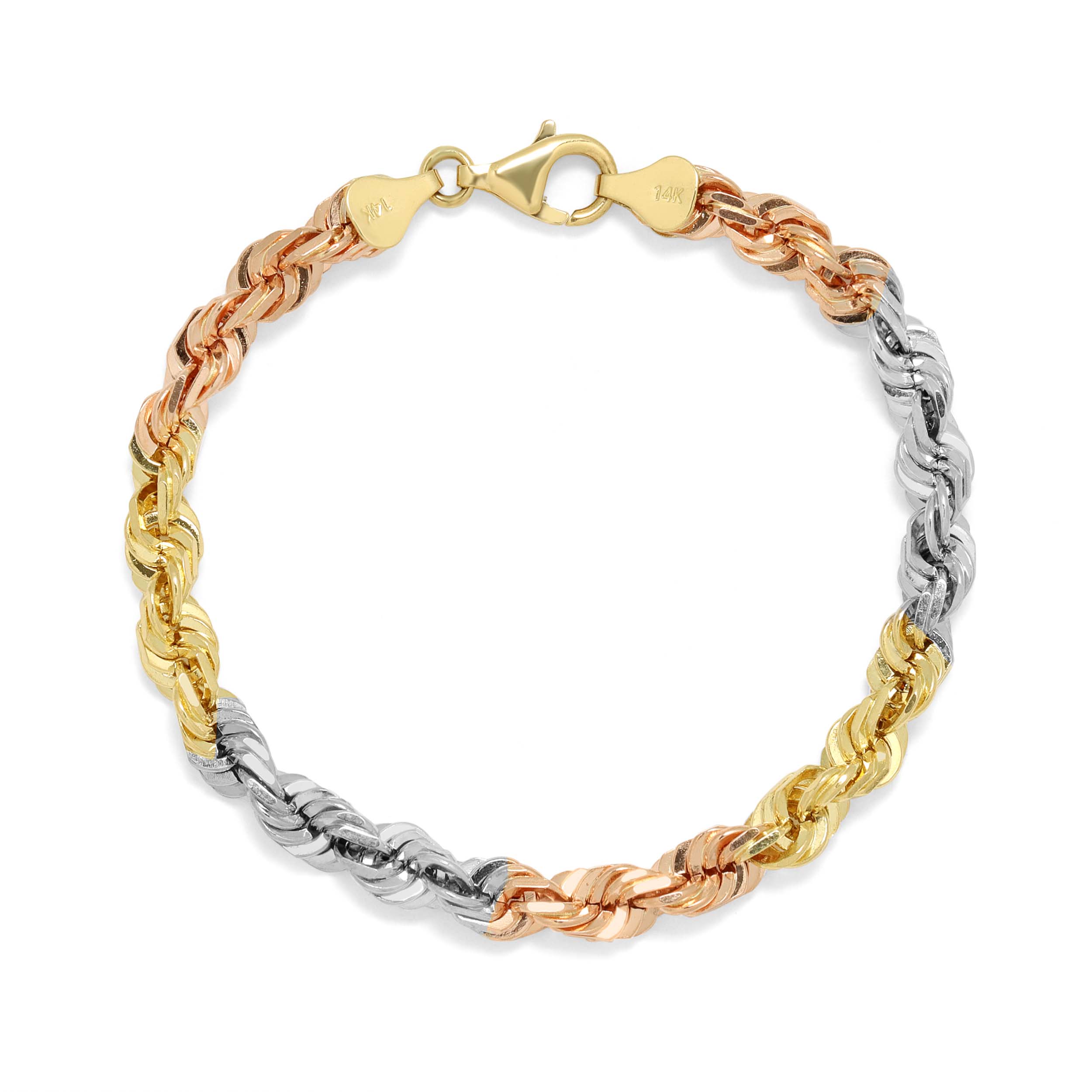7.0MM Rope Bracelet (Tri Color) - Saints Gold Co.
