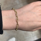 5.9MM Textured Oval Link Bracelet 14K Solid Gold