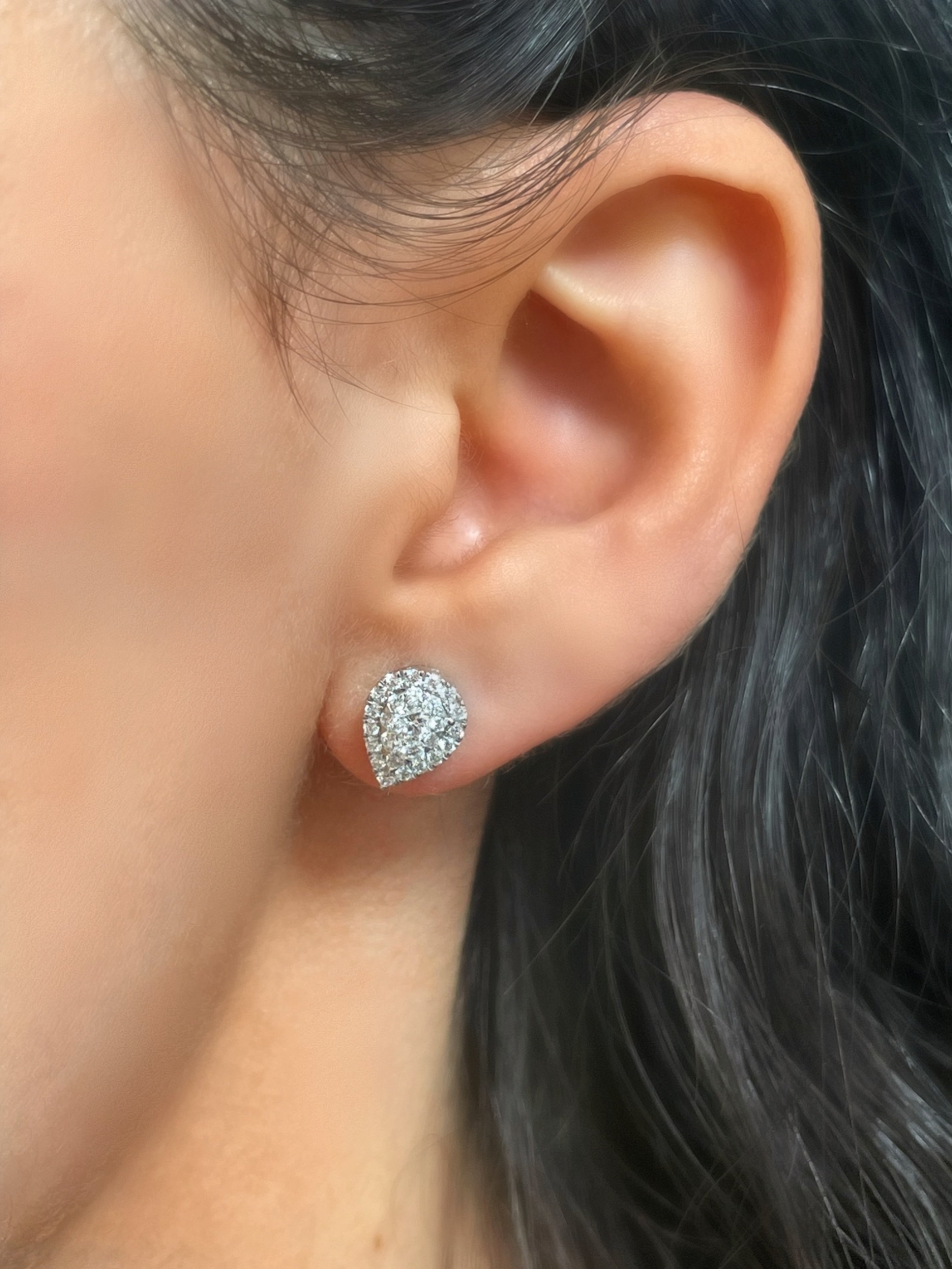 Pear Shaped Cluster Diamond Studs