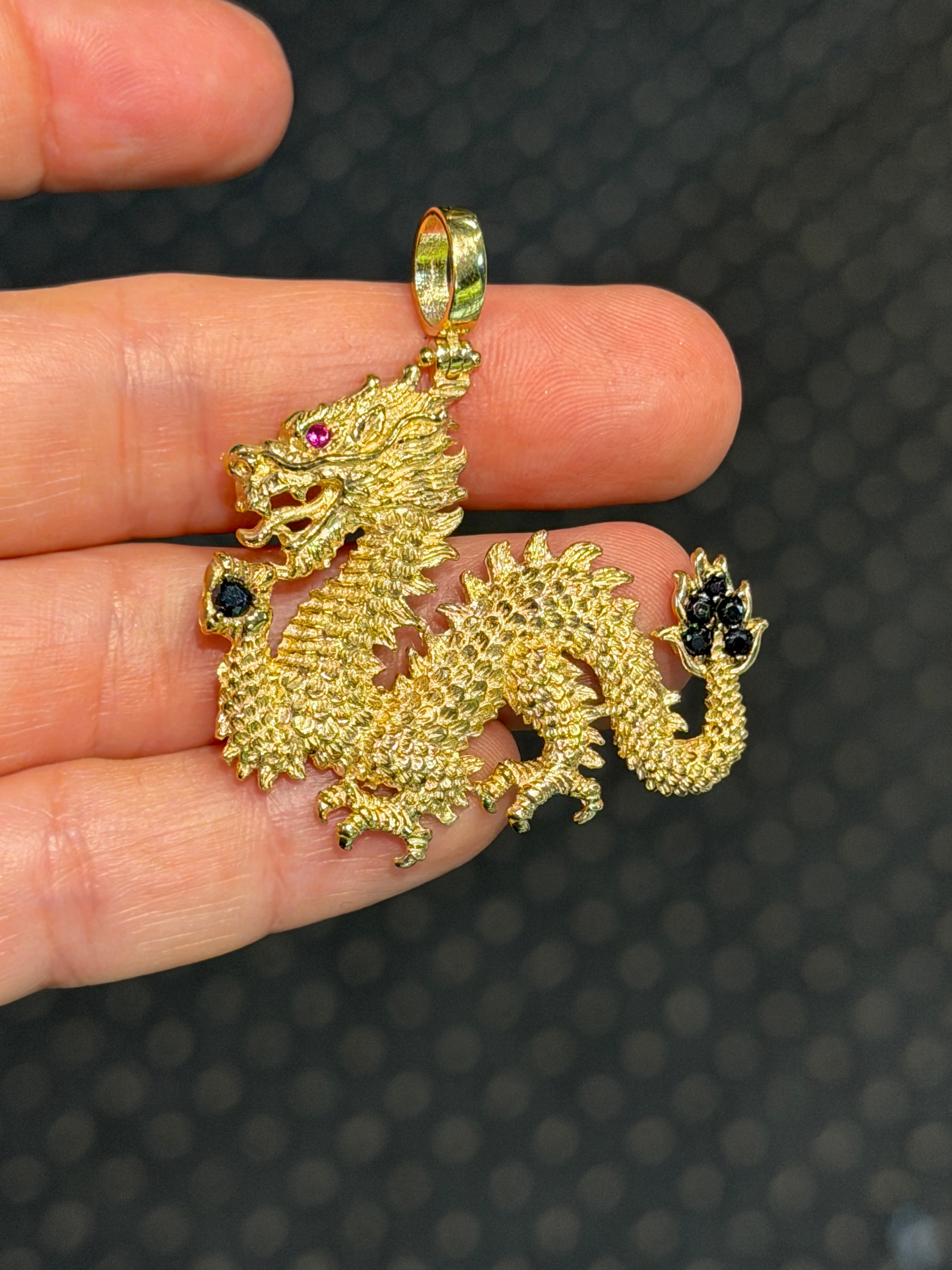 14K Gold Chinese Dragon Pendant