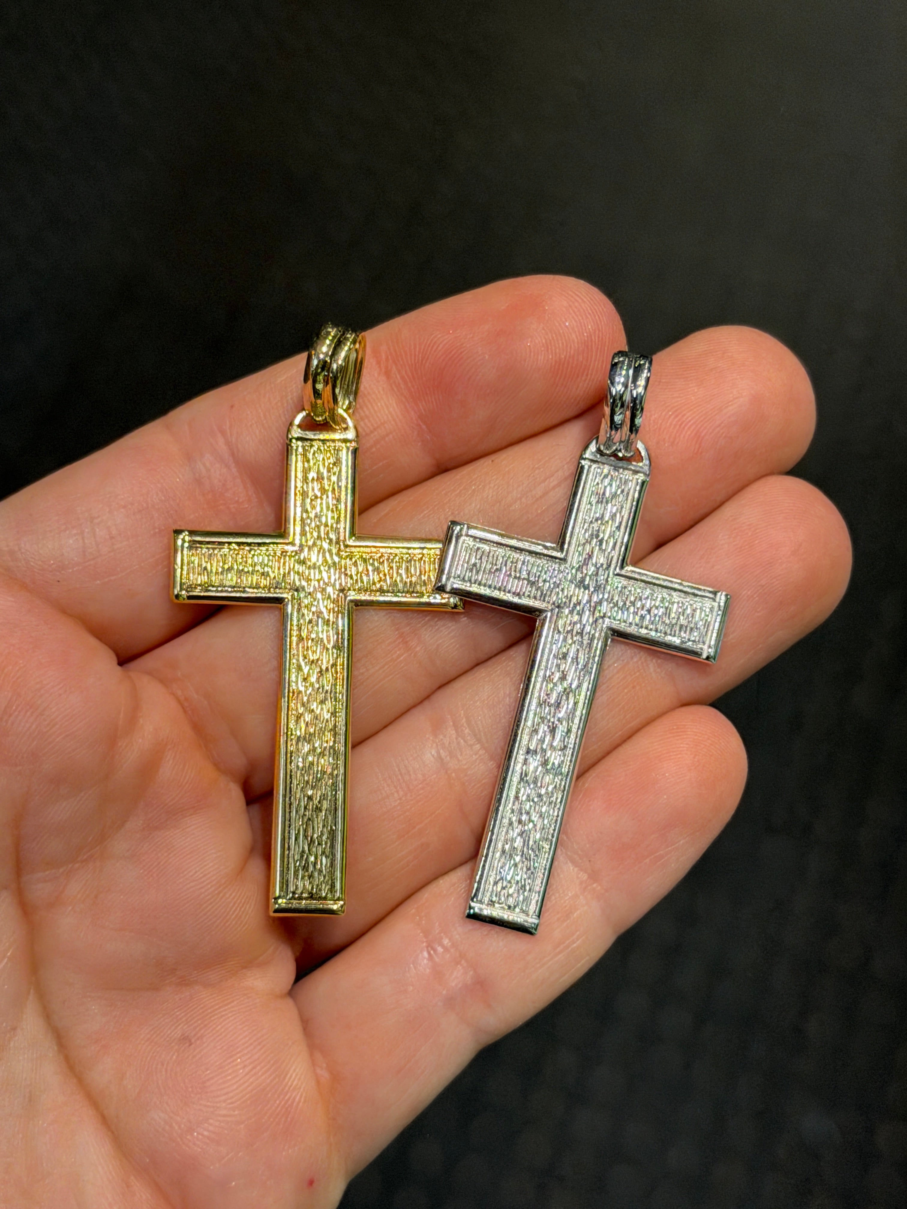 Textured Ancient Cross 14K Yellow Gold