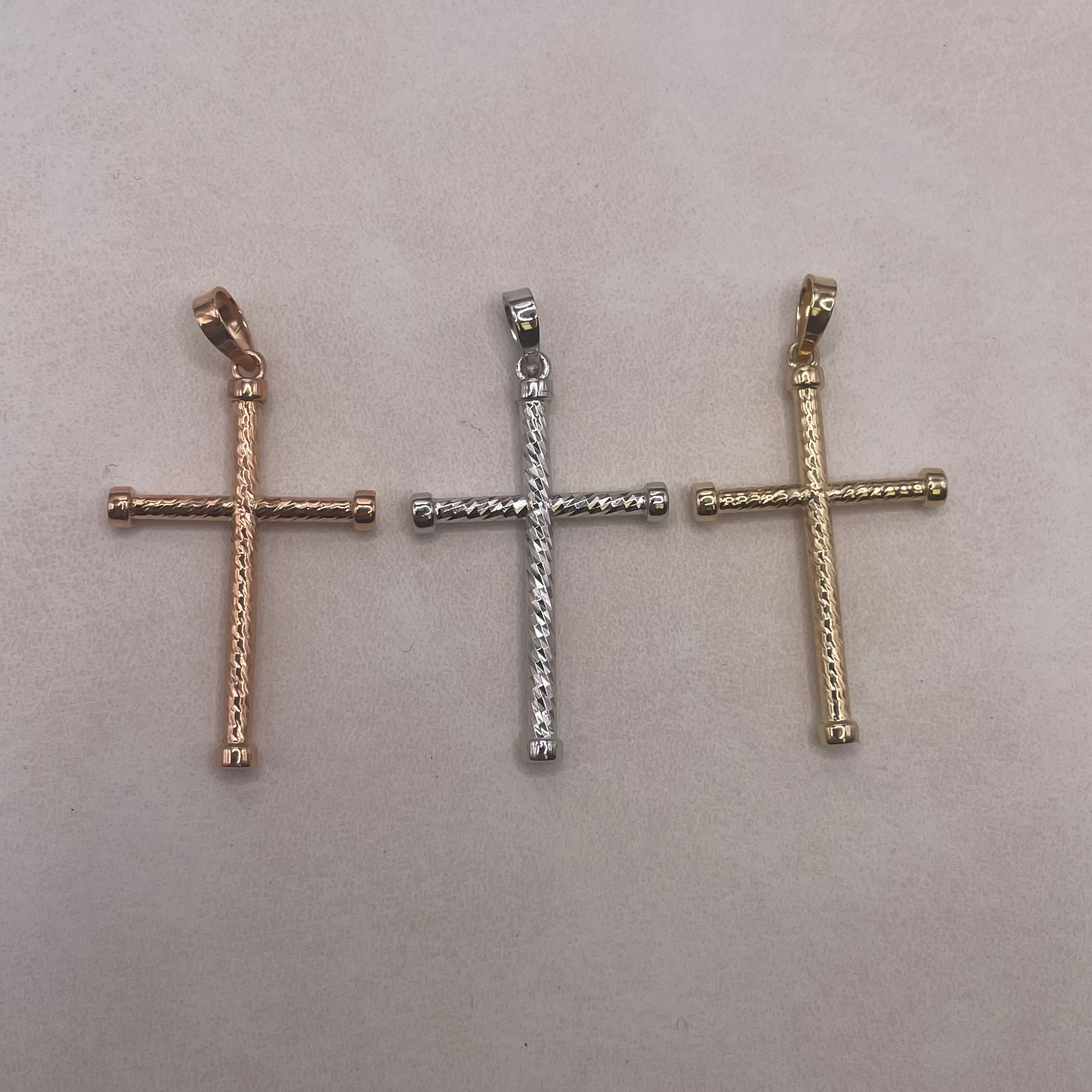 Shiny Tube Cross 14K