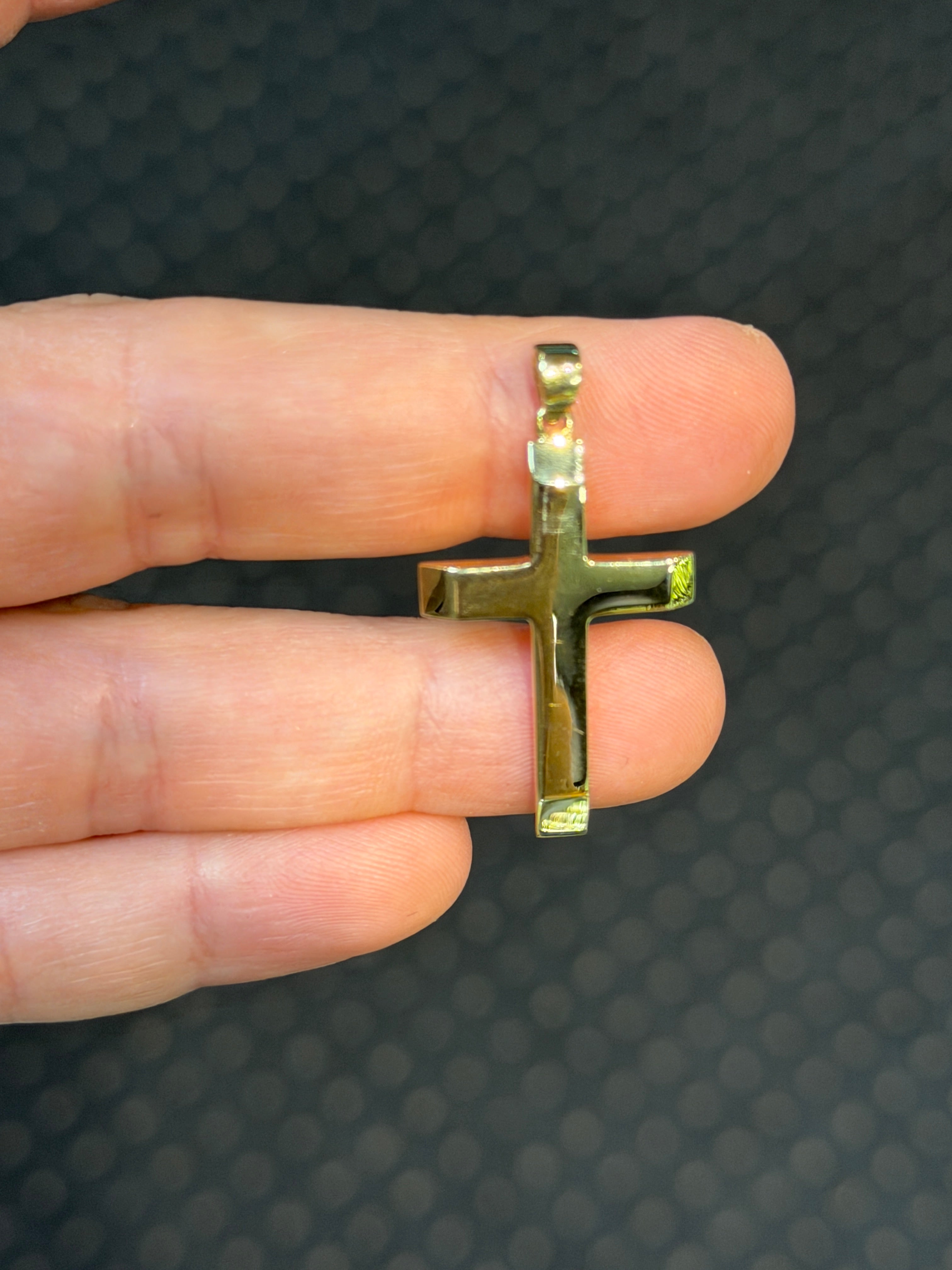 Slant Edge Cross 14K Solid Gold