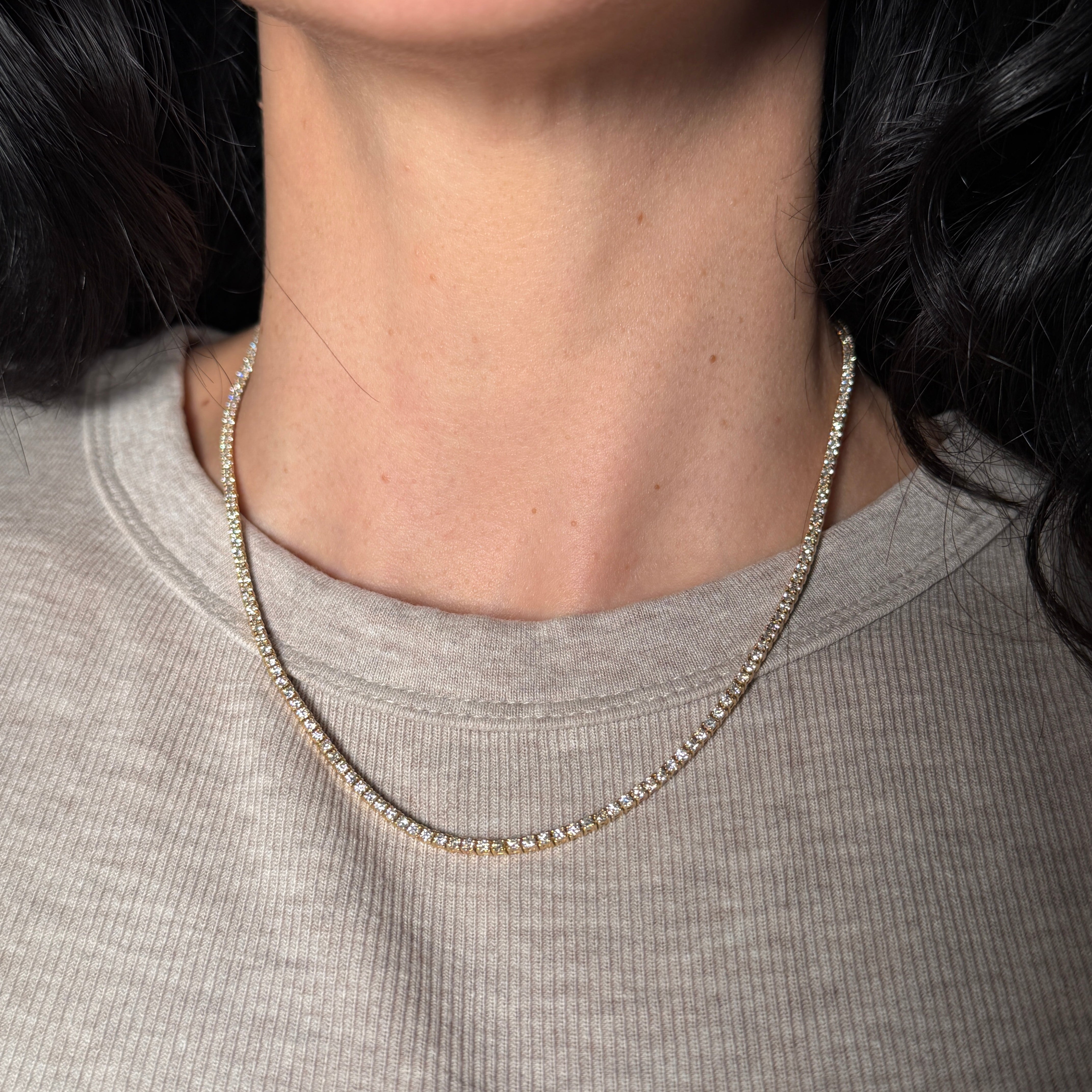 2MM VS Natural Diamond Tennis Chain 16" 5.8 Ct (final sale)