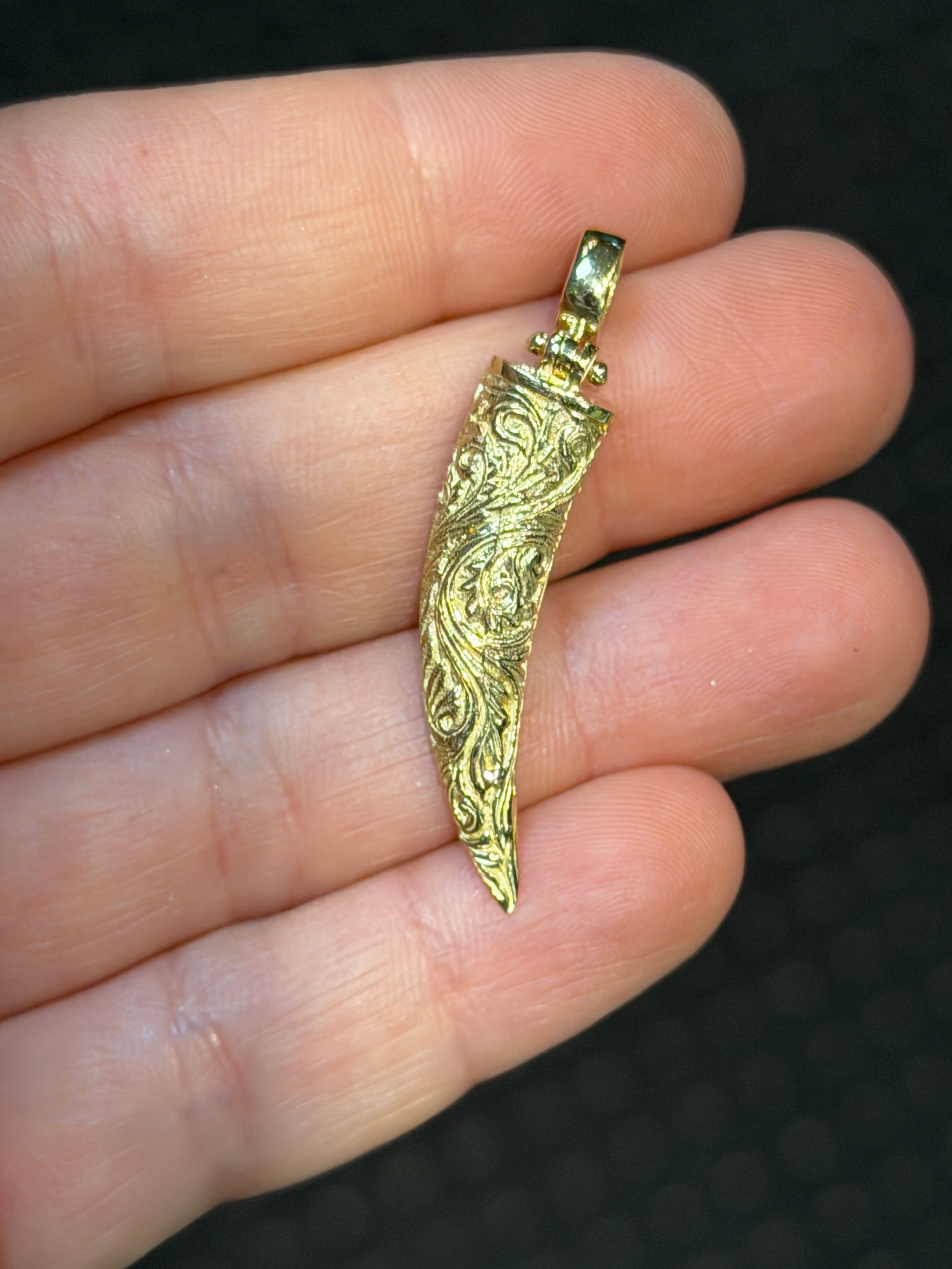 Ornate Dagger Pendant 14K Gold