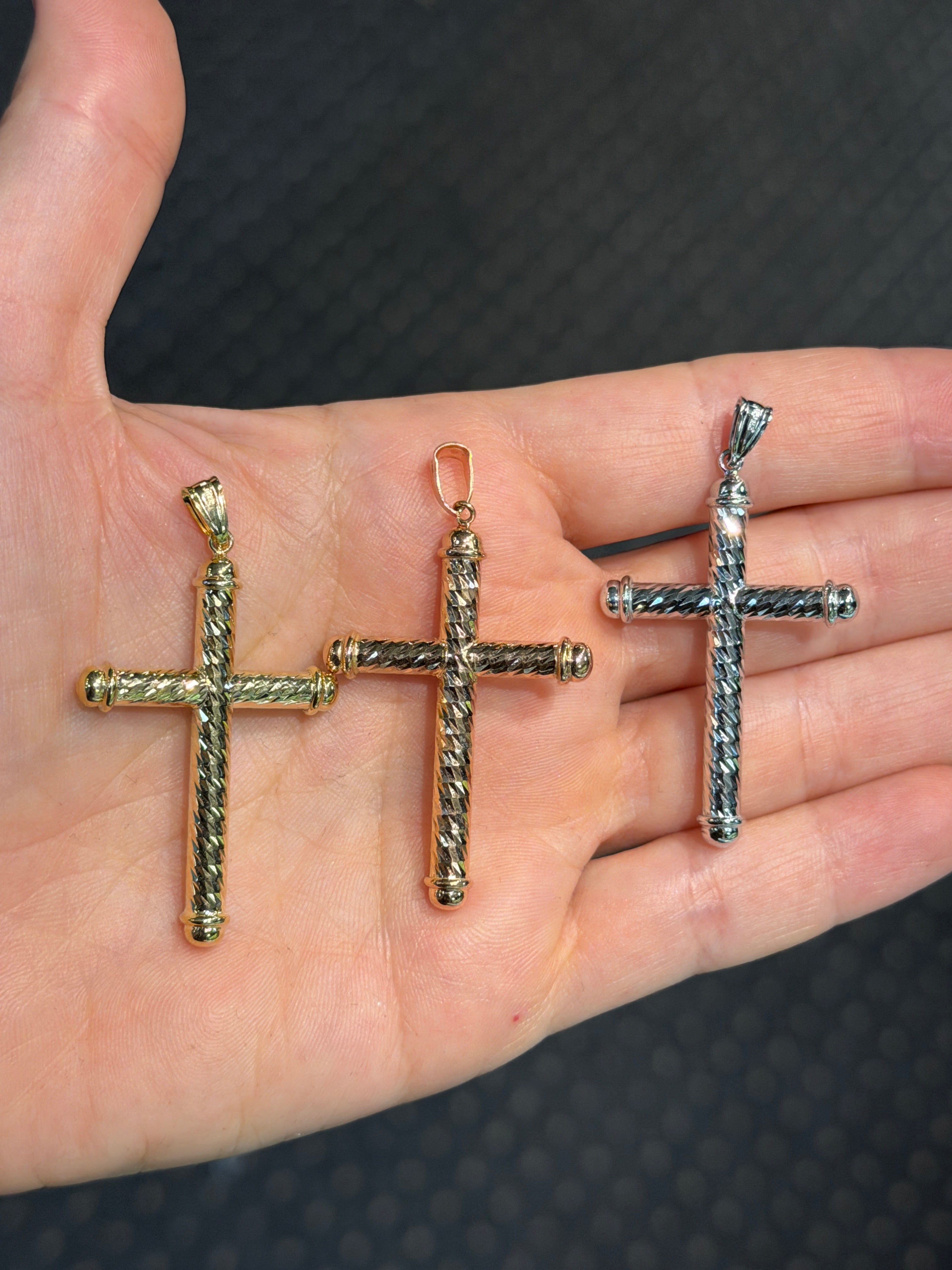 Thick Shiny Tube Cross 14K