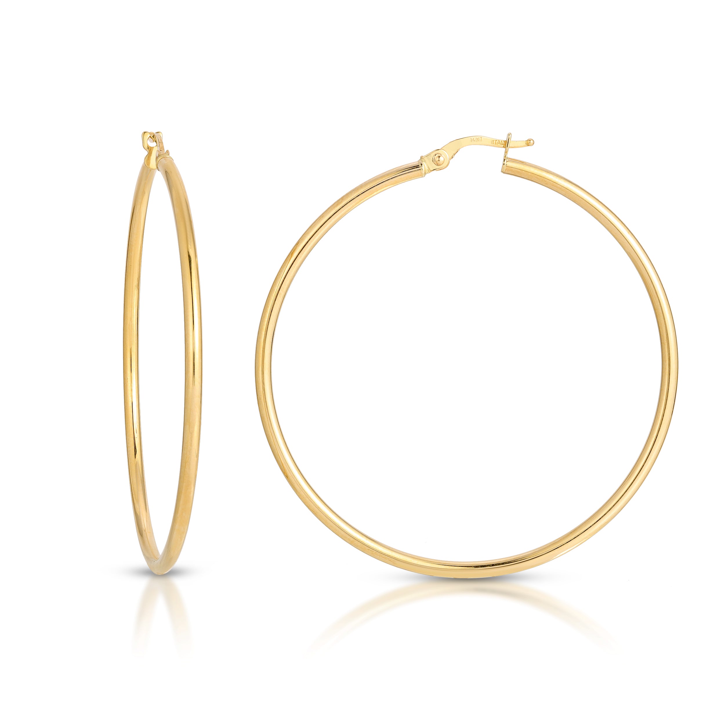 2.0MM Classic Polished Hoops 14K