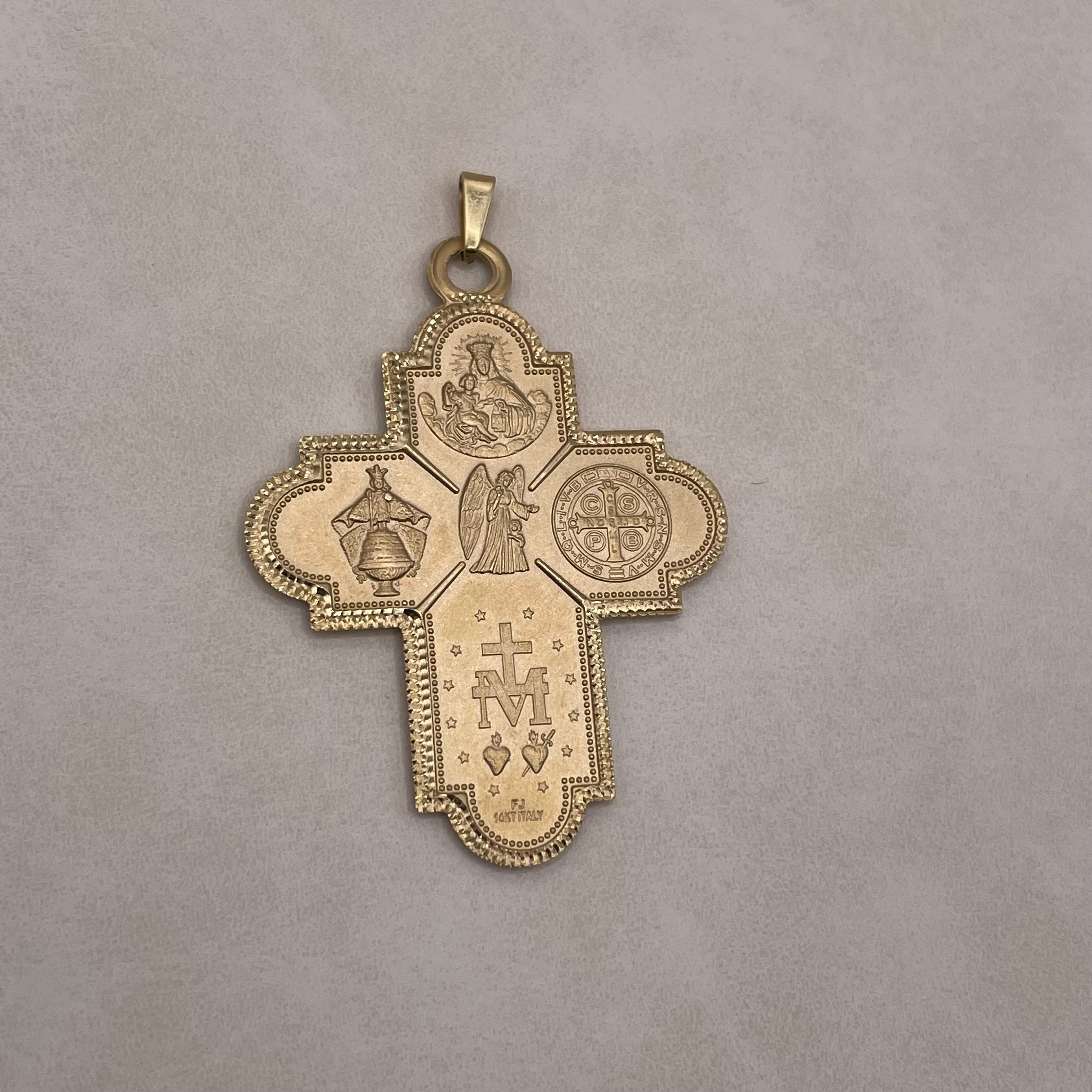 Italian Catholic Cross 14K