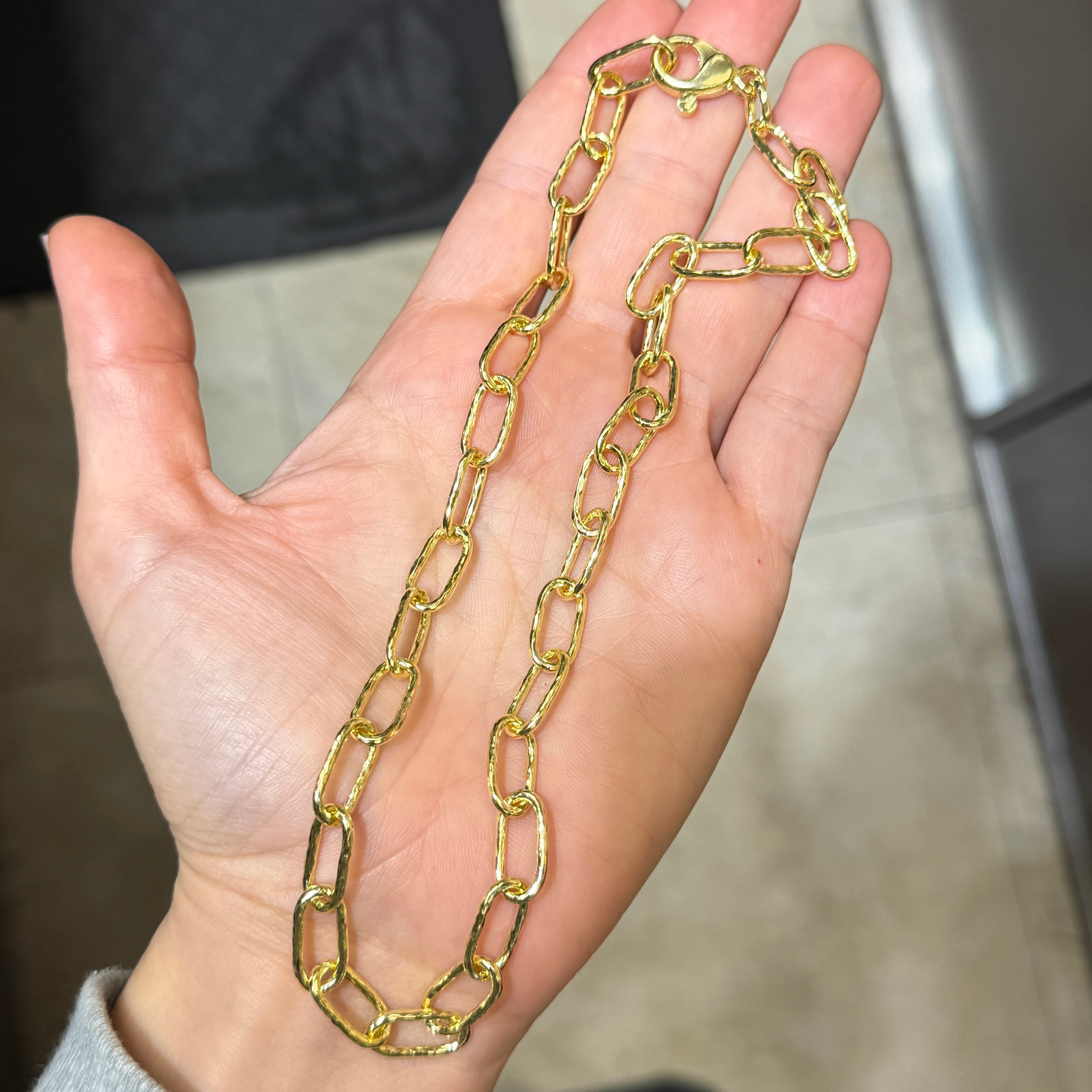 Handmade 18K Textured Oval Link (Made to Order)