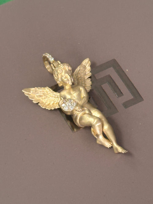 Large 3D Diamond Angel Pendant