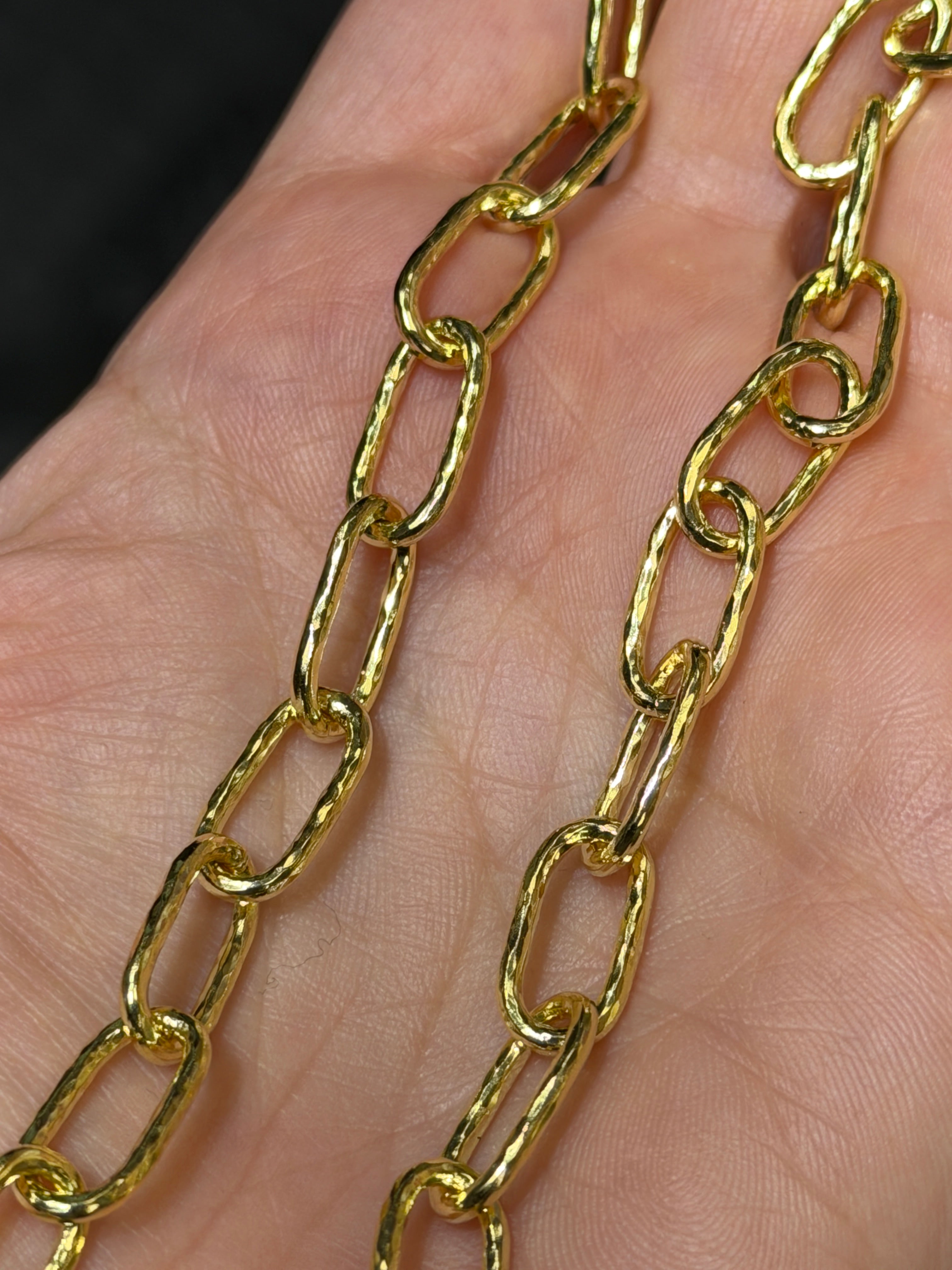 Handmade 18K Textured Oval Link (Made to Order)