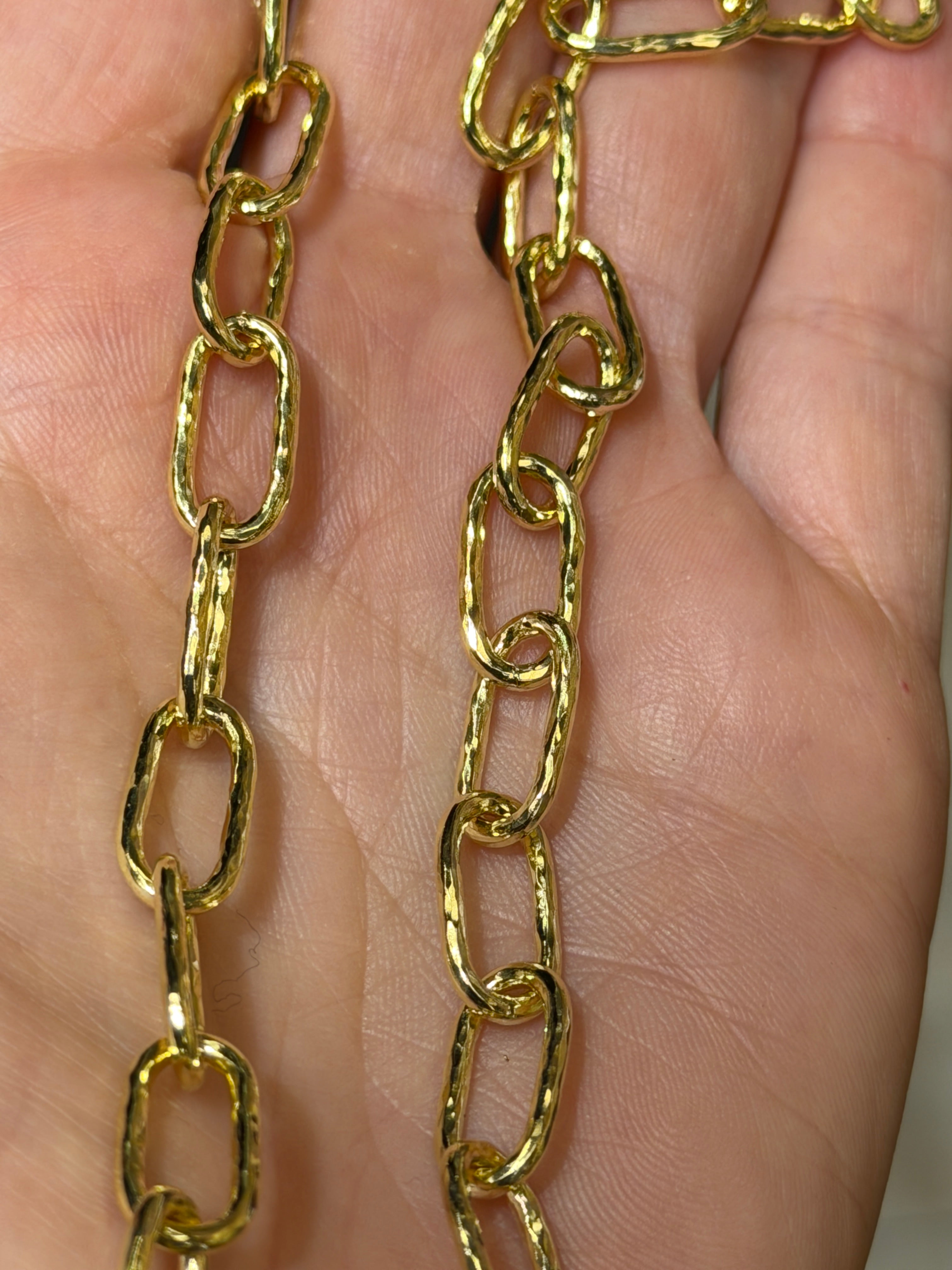 Handmade 18K Textured Oval Link (Made to Order)