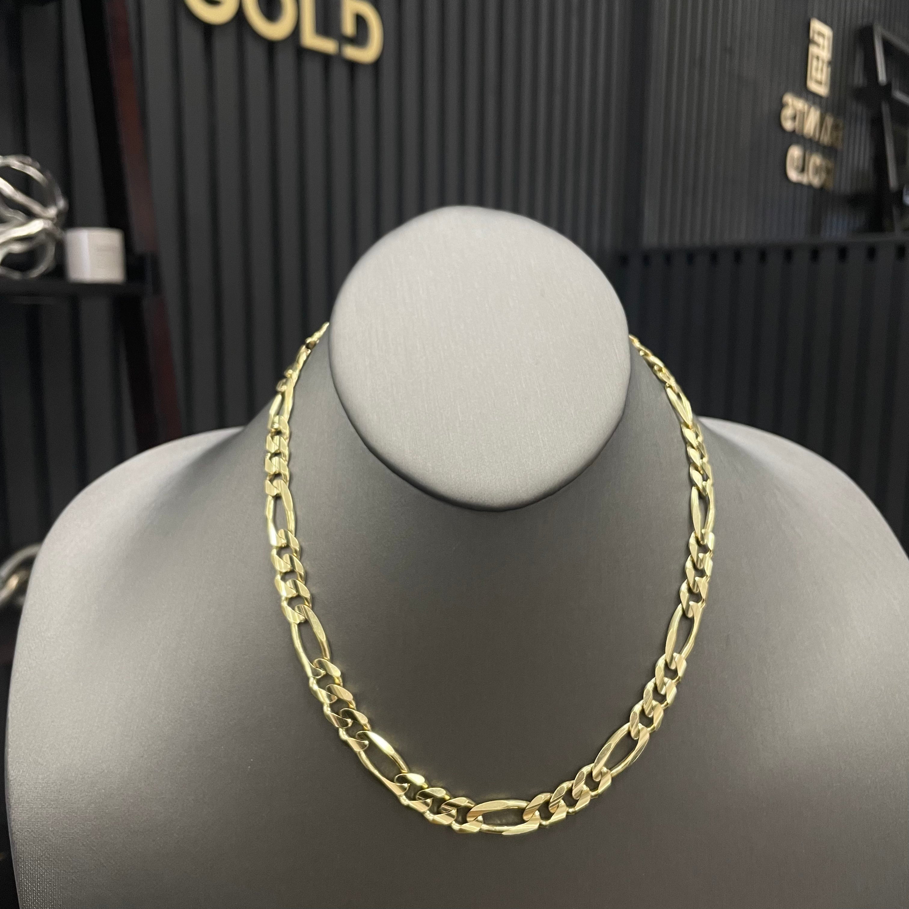 9.5MM Figaro Chain – Saints Gold