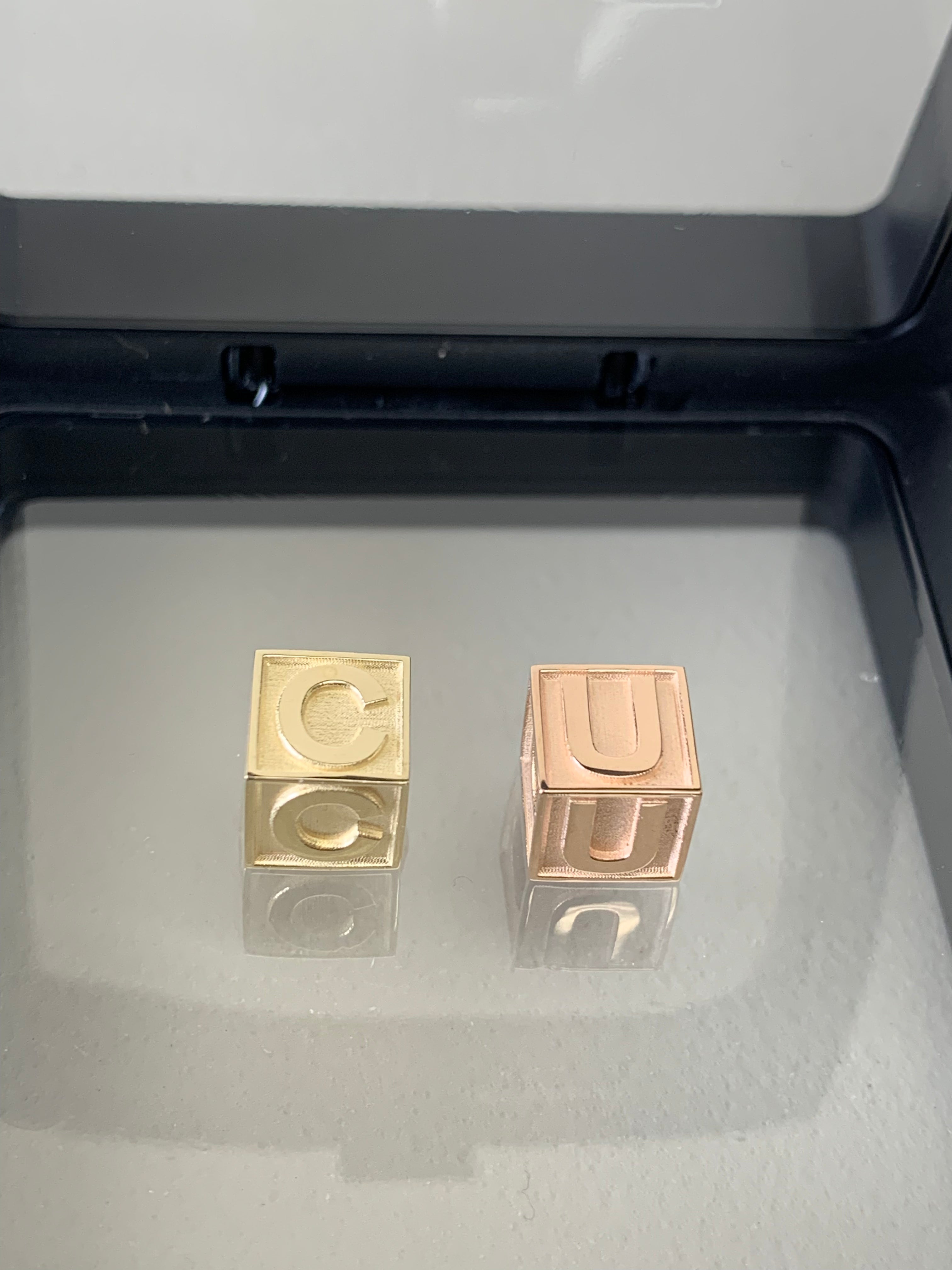 Solid Gold Initial Cubes Pendant