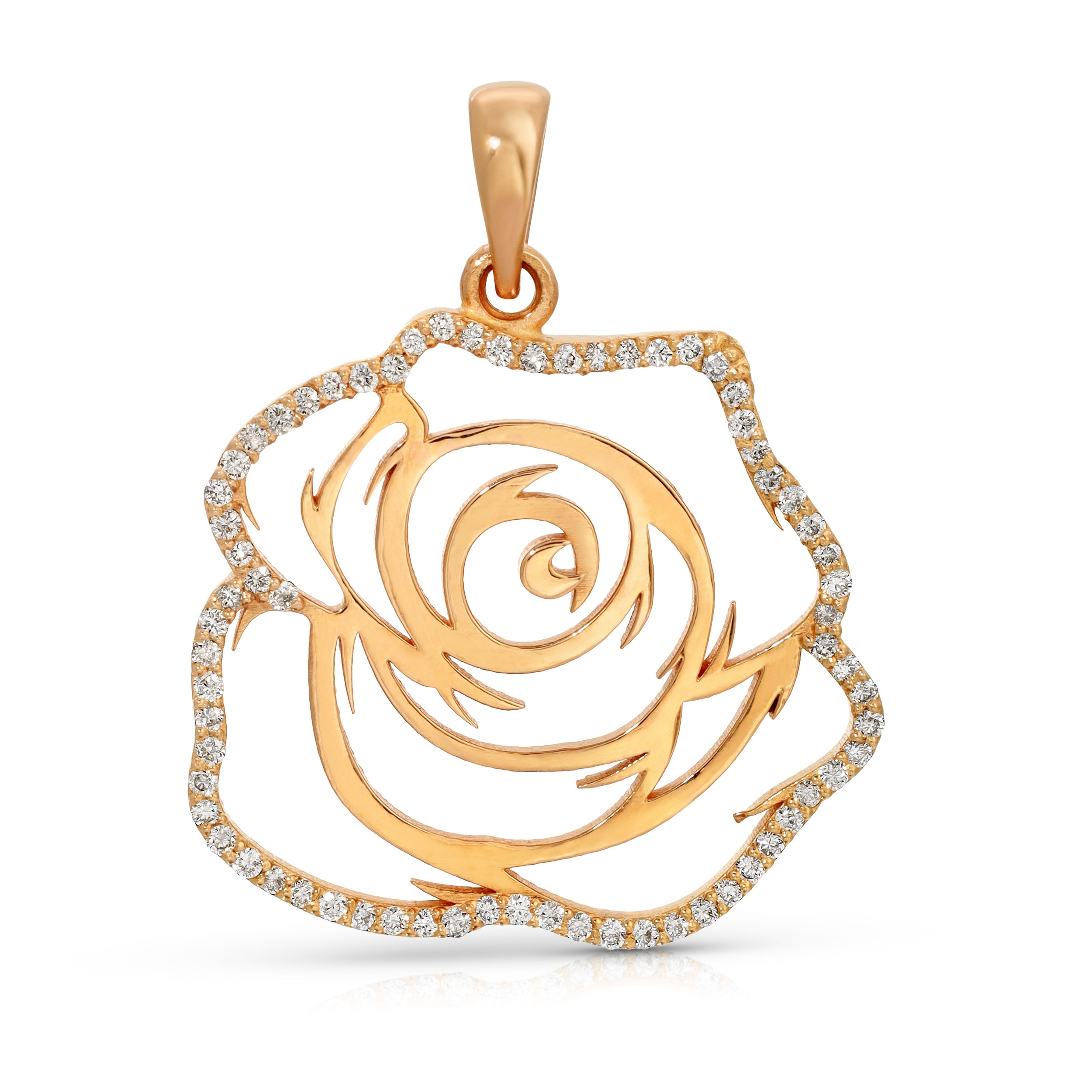 Diamond Outline Rose Pendant