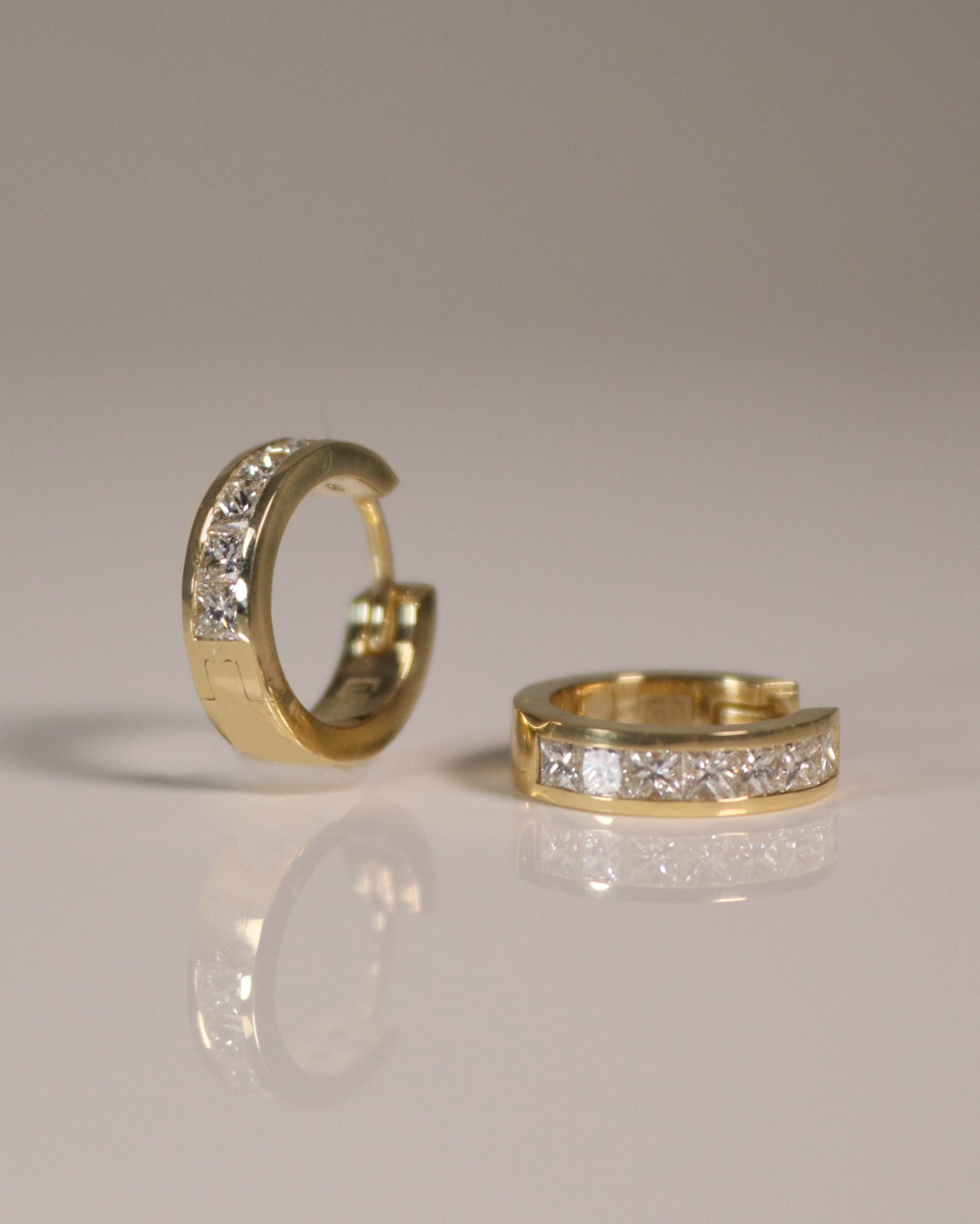 Mens Natural Princess-Cut Diamond Hoops - Saints Gold Co.