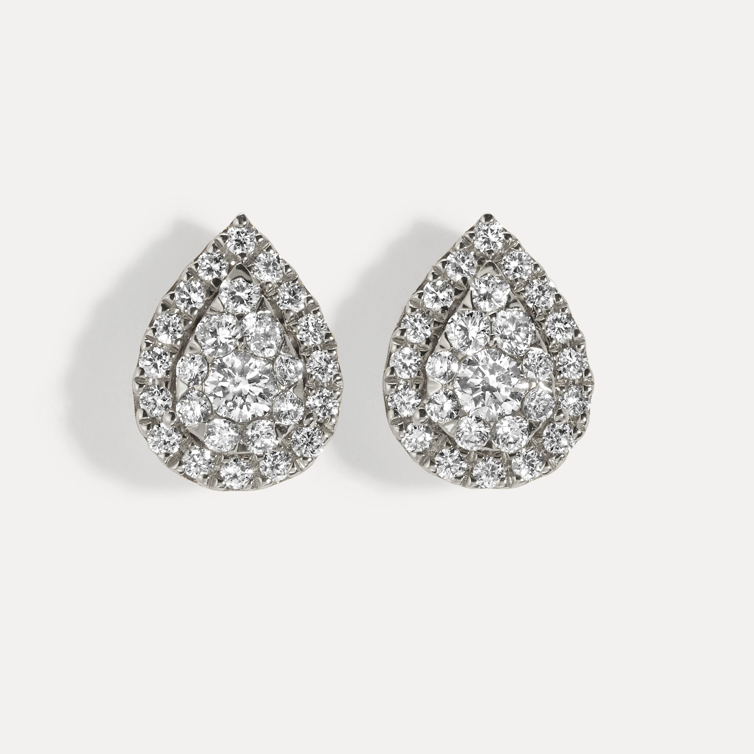 Pear Shaped Cluster Diamond Studs