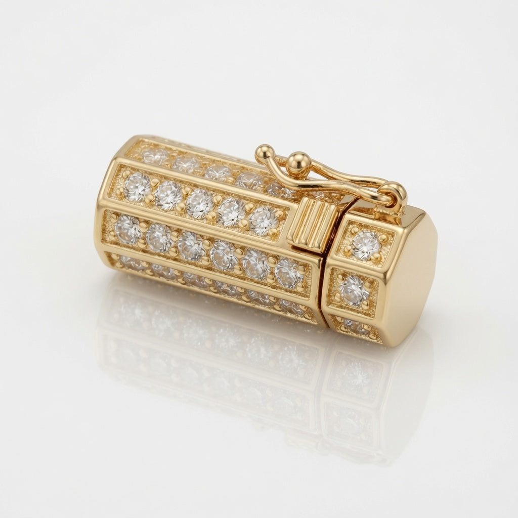 Natural Diamond Vial Barrel Lock - Saints Gold Co.