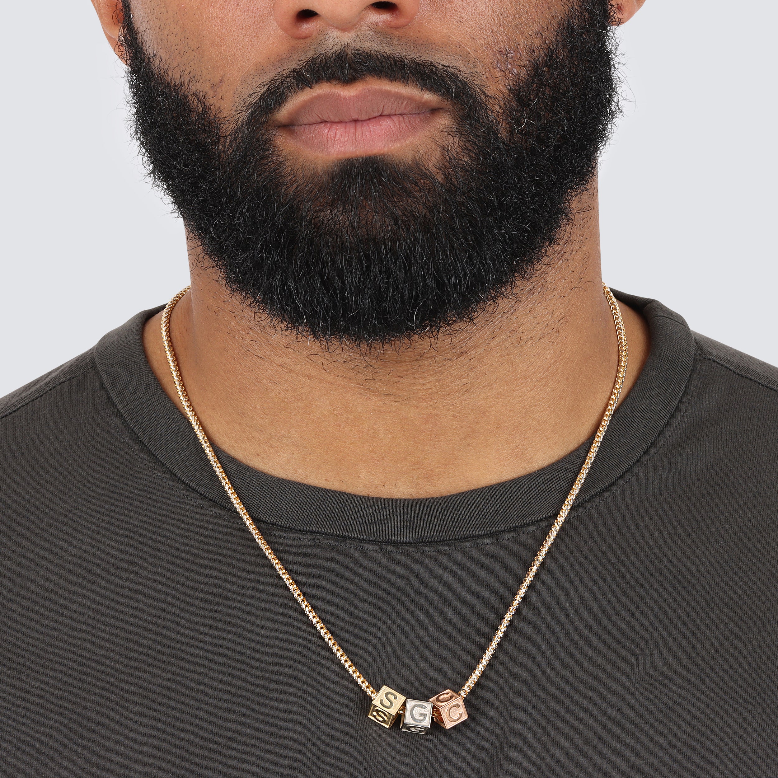 Initial Cube Pendant - Saints Gold Co.